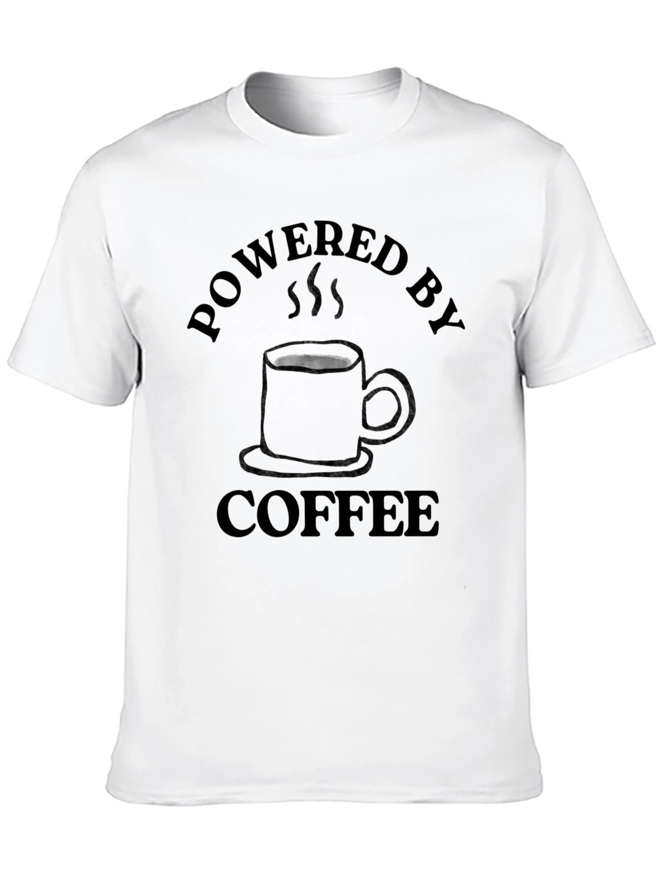 Powered by Coffee T-Shirt - Black Crew Neck Tee