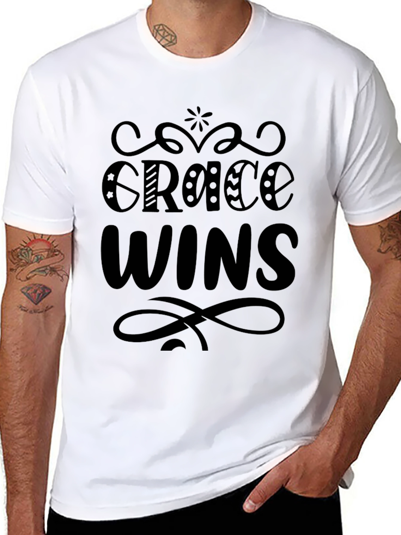 Grace Wins Black Graphic Tee Shirt