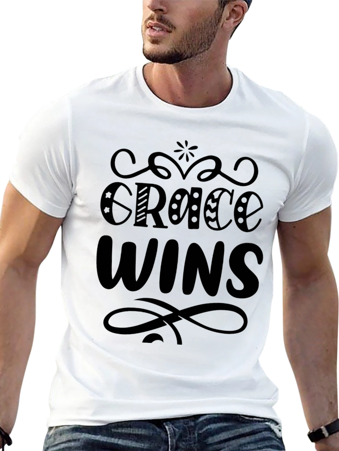 Grace Wins Black Graphic Tee Shirt