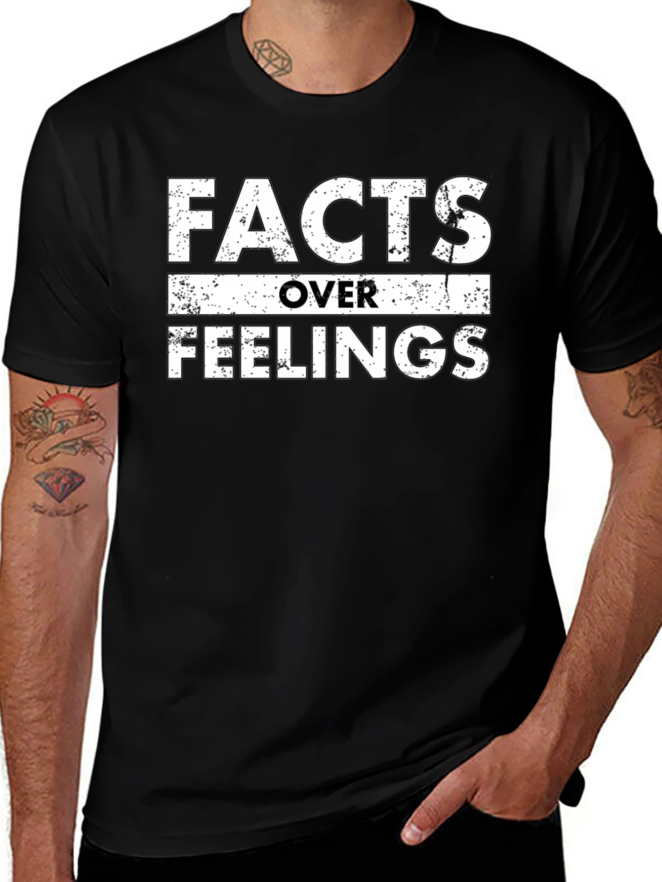 Facts Over Feelings Graphic Tee - Black Cotton T-Shirt