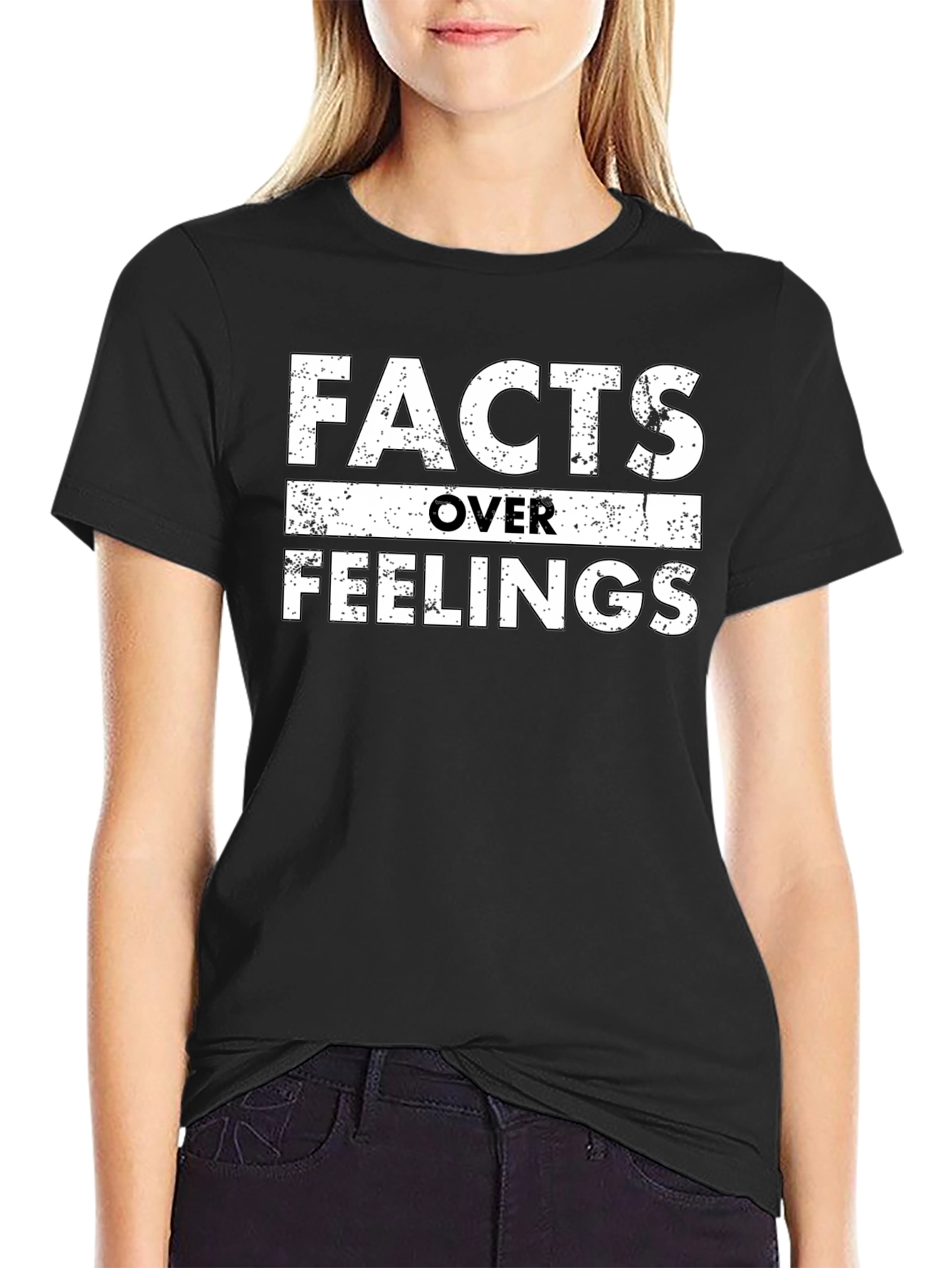 Facts Over Feelings Graphic Tee - Black Cotton T-Shirt