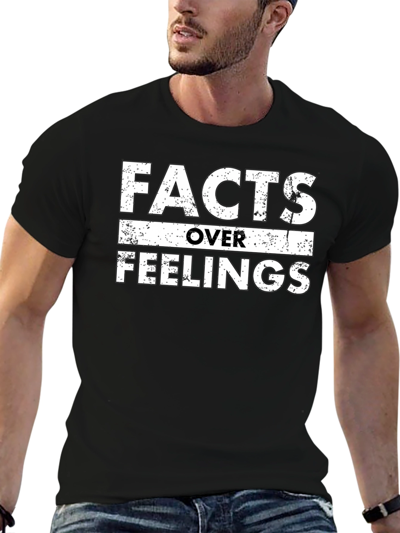 Facts Over Feelings Graphic Tee - Black Cotton T-Shirt