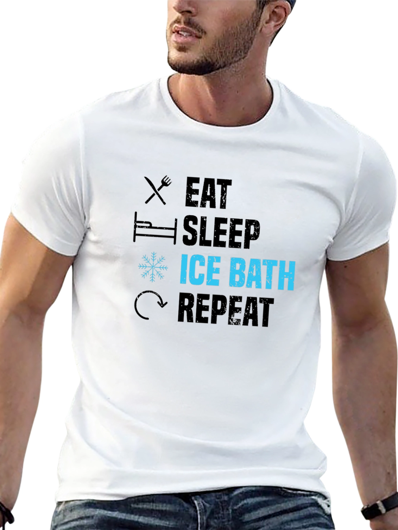 Eat Sleep Ice Bath Repeat Black T-Shirt