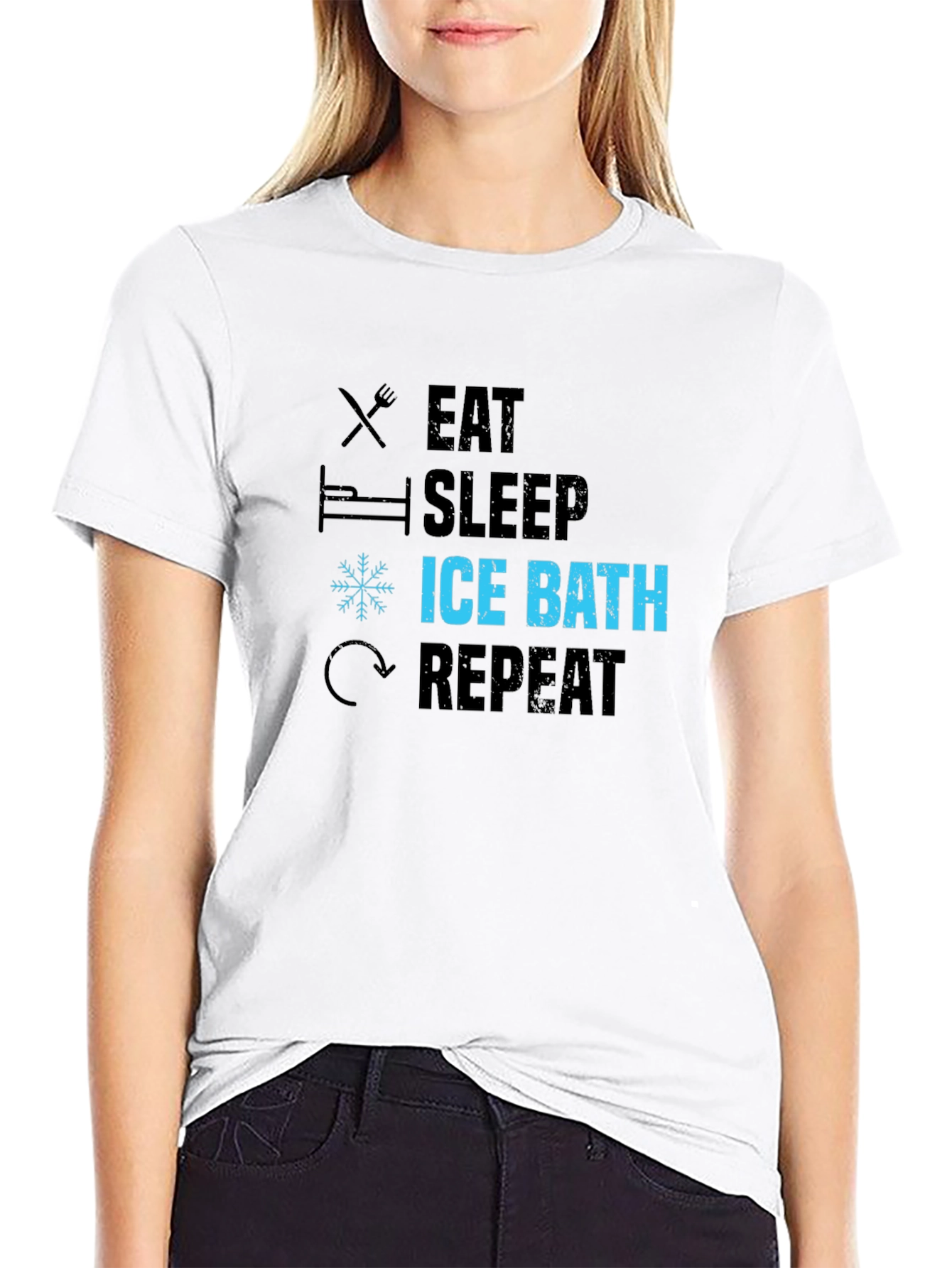 Eat Sleep Ice Bath Repeat Black T-Shirt