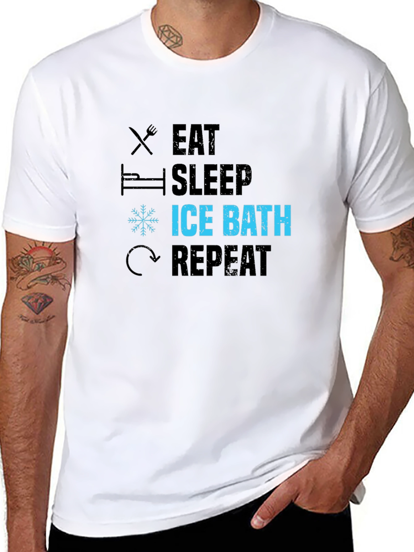 Eat Sleep Ice Bath Repeat Black T-Shirt