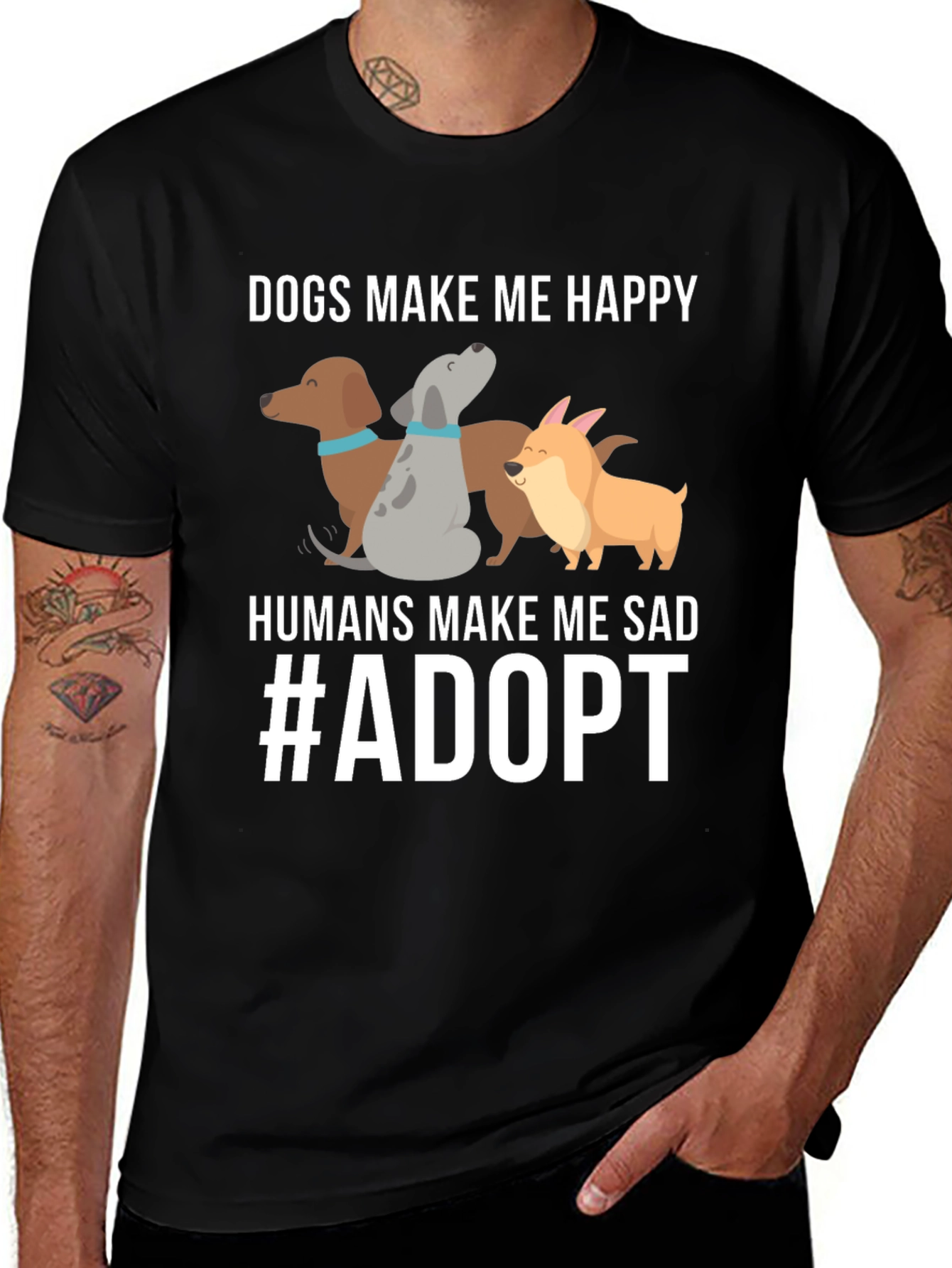 Dogs Make Me Happy T-Shirt Adopt