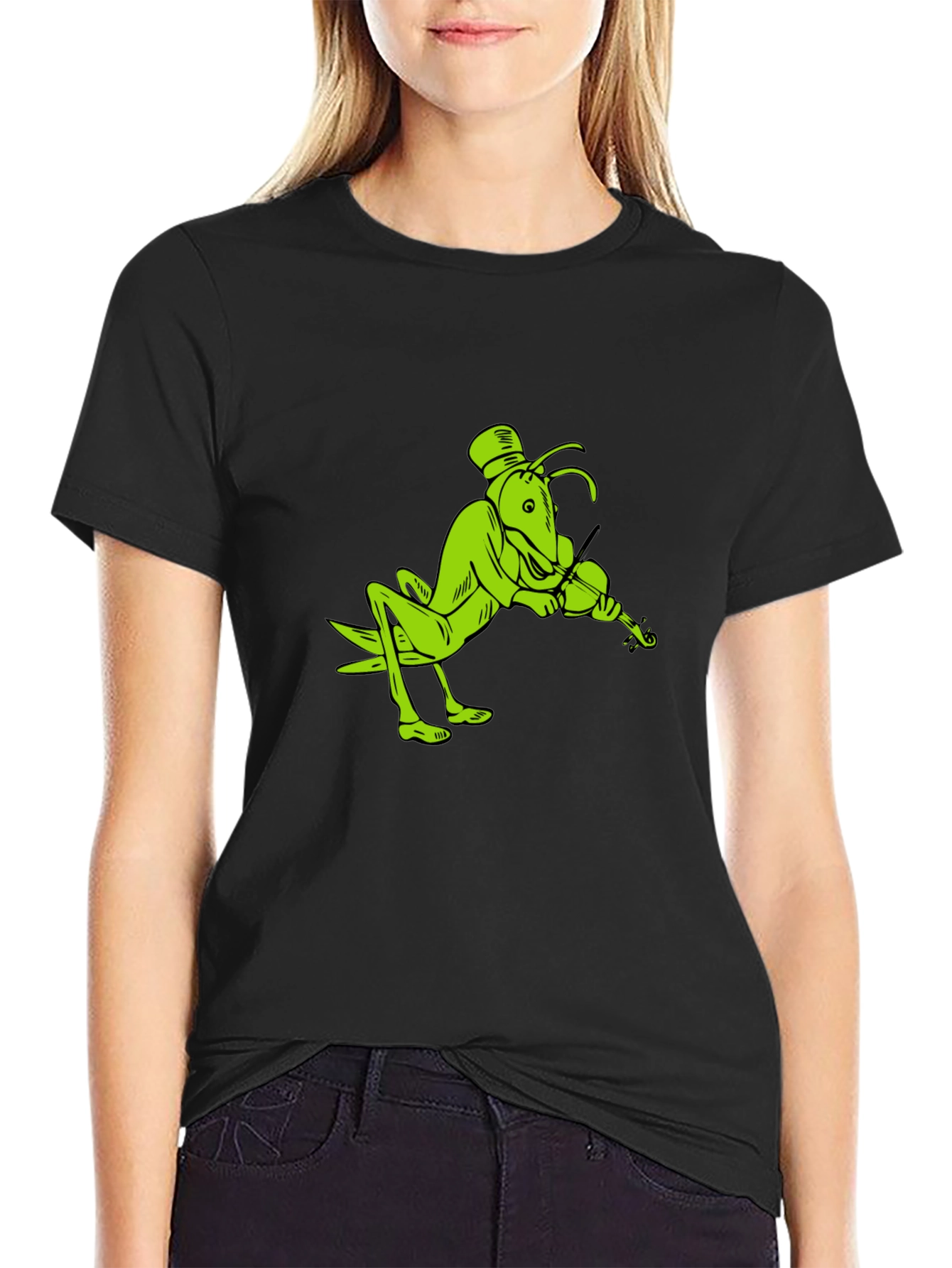 Grasshopper Violinist Black T-Shirt