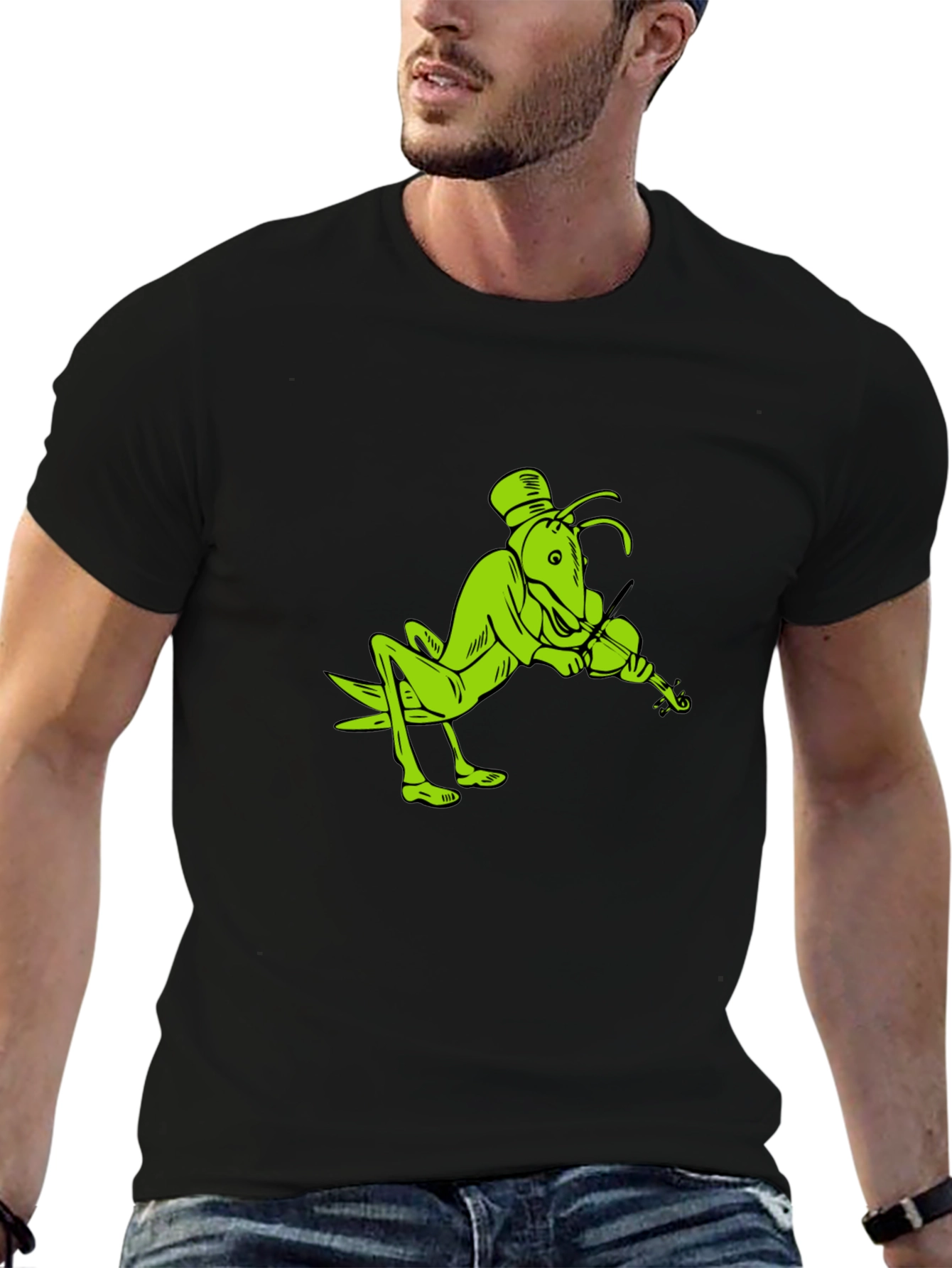 Grasshopper Violinist Black T-Shirt