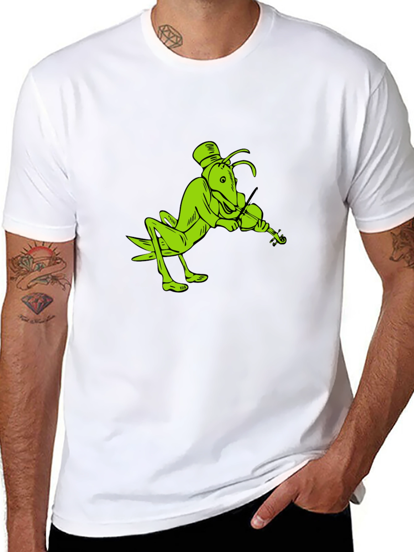 Grasshopper Violinist Black T-Shirt