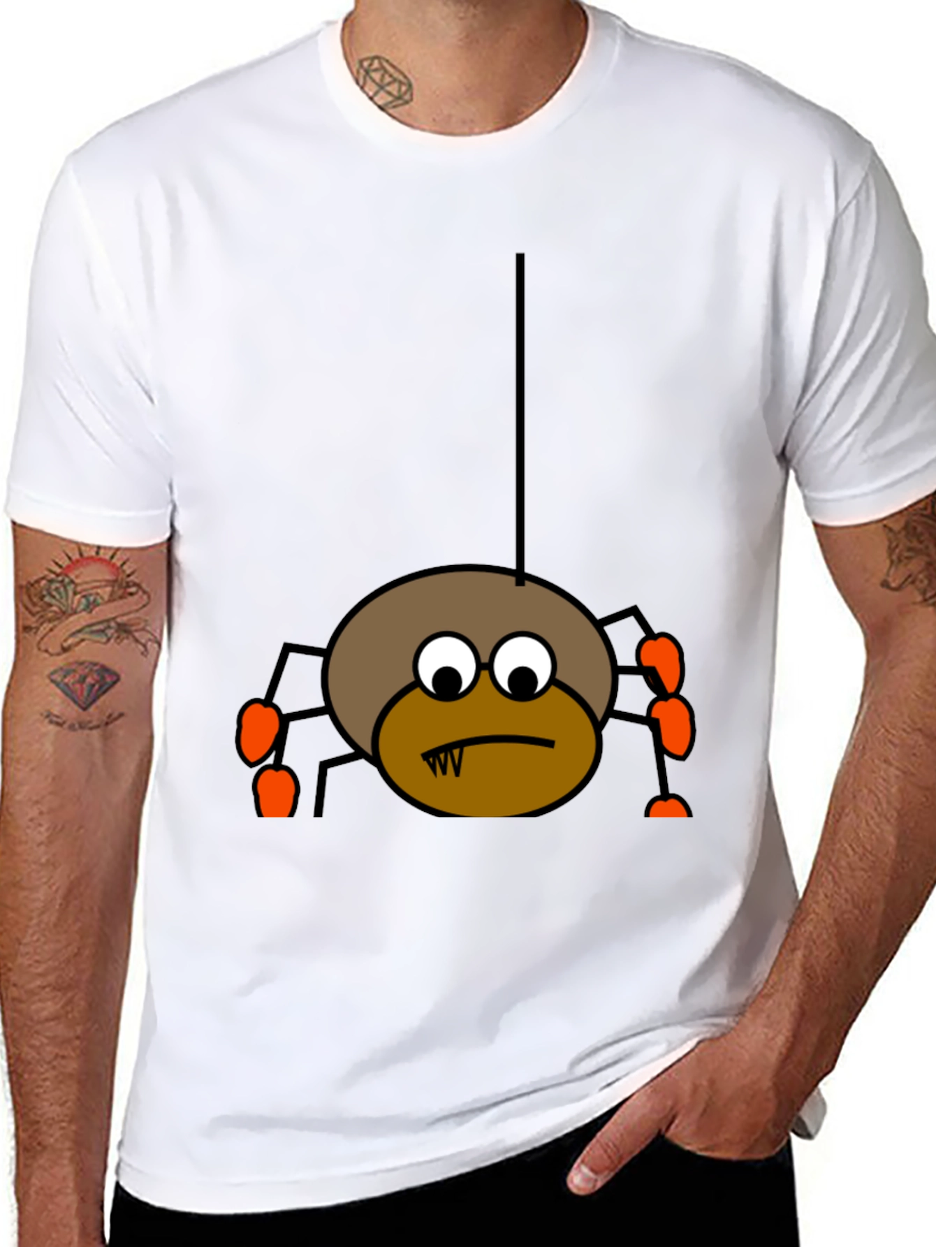 Halloween Spider Graphic Tee - Black Cotton T-Shirt