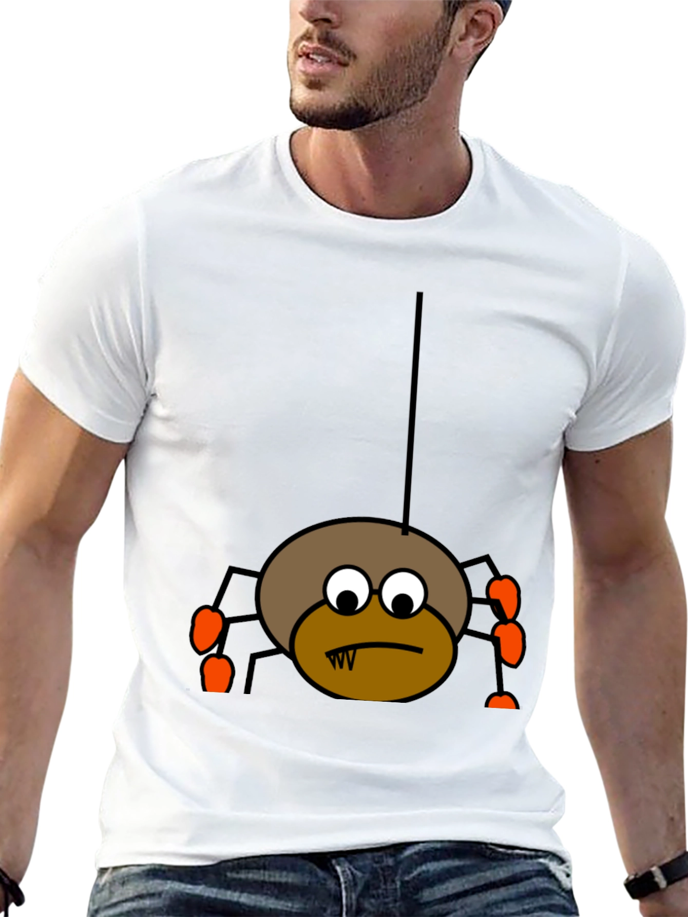 Halloween Spider Graphic Tee - Black Cotton T-Shirt