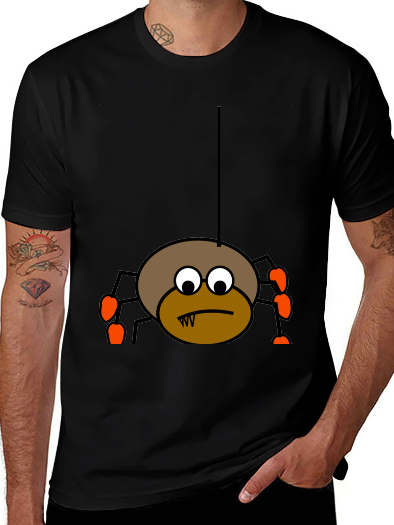Halloween Spider Graphic Tee - Black Cotton T-Shirt