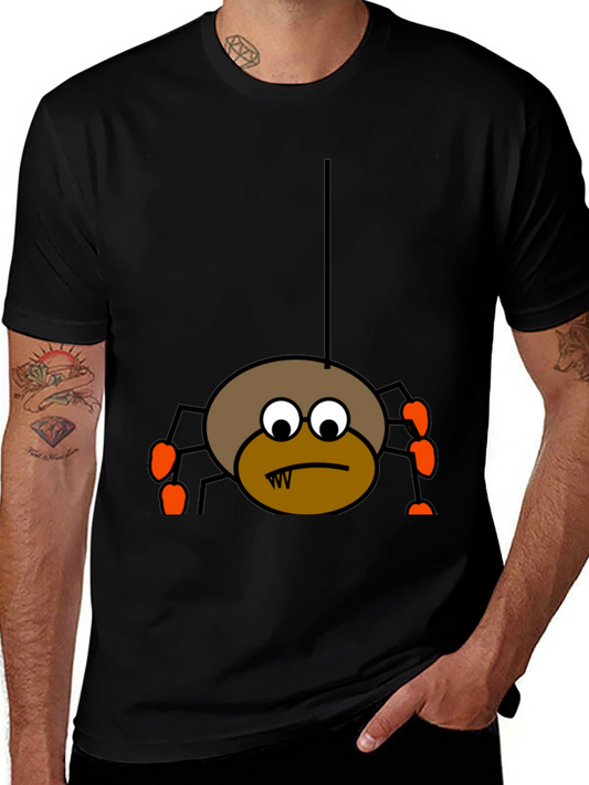 Halloween Spider Graphic Tee - Black Cotton T-Shirt