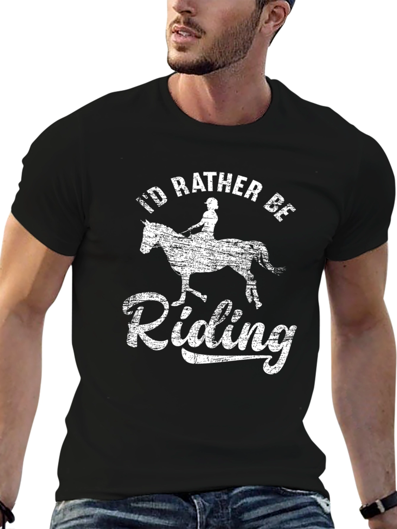 Id Rather Be Riding Black T-Shirt