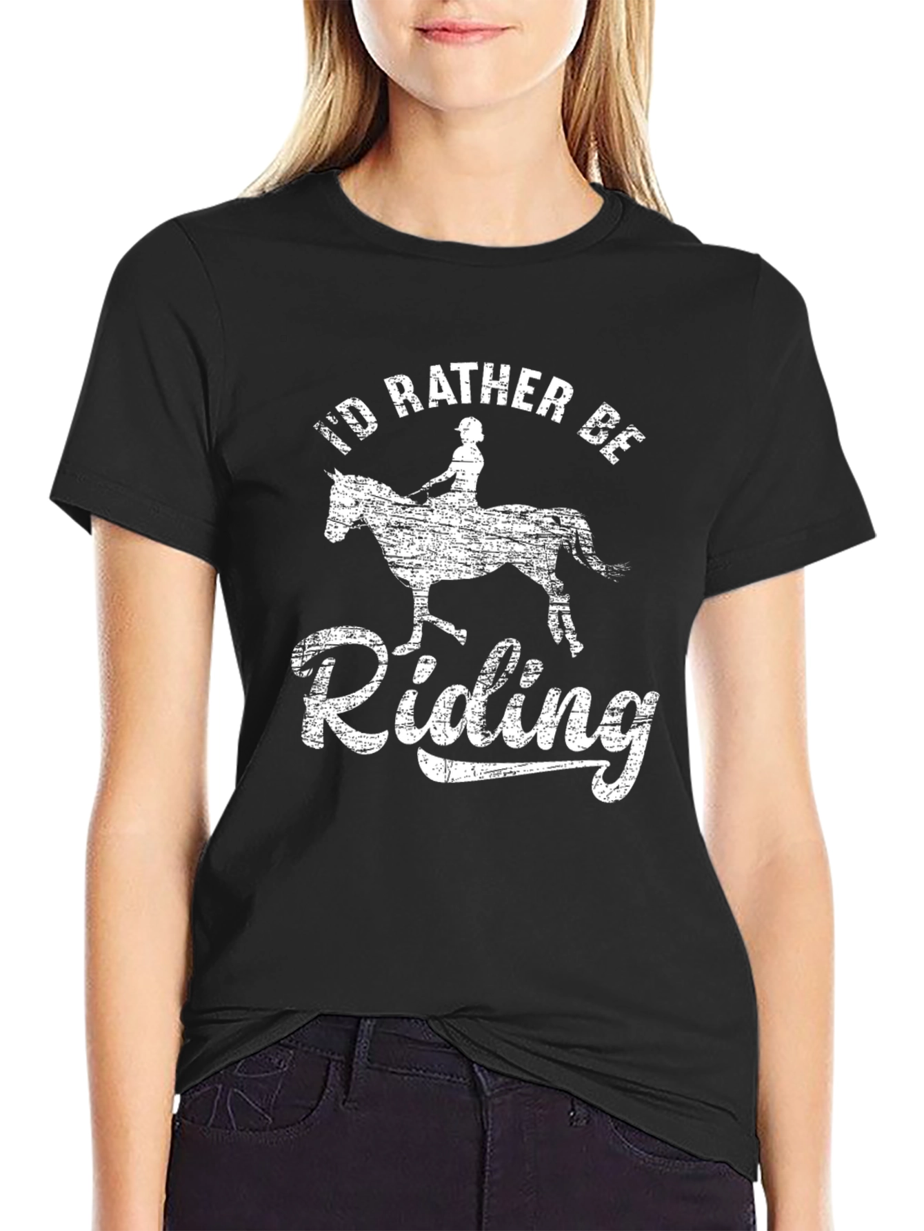 Id Rather Be Riding Black T-Shirt