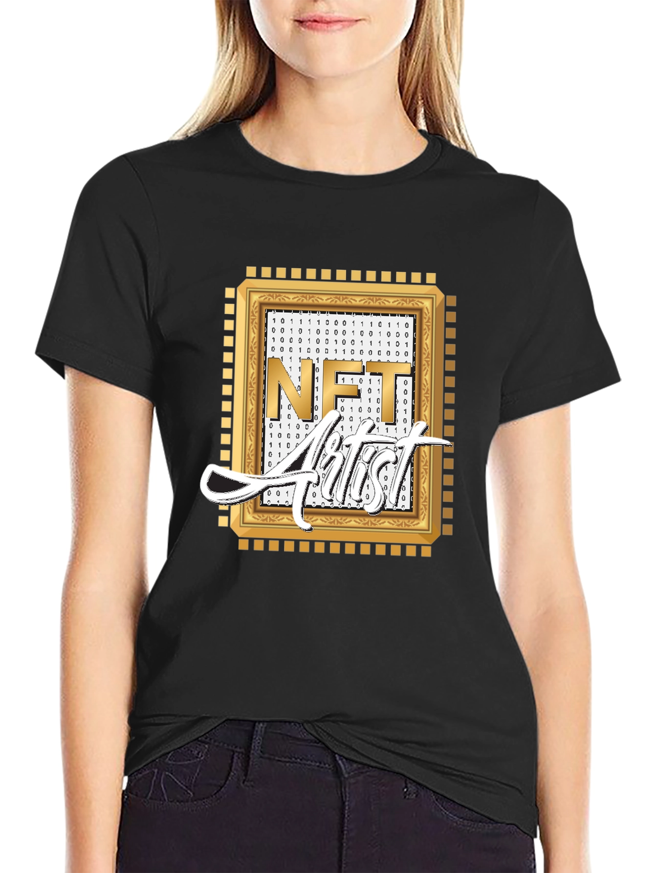 NFT Artist Graphic Tee - Black Cotton Blend T-Shirt