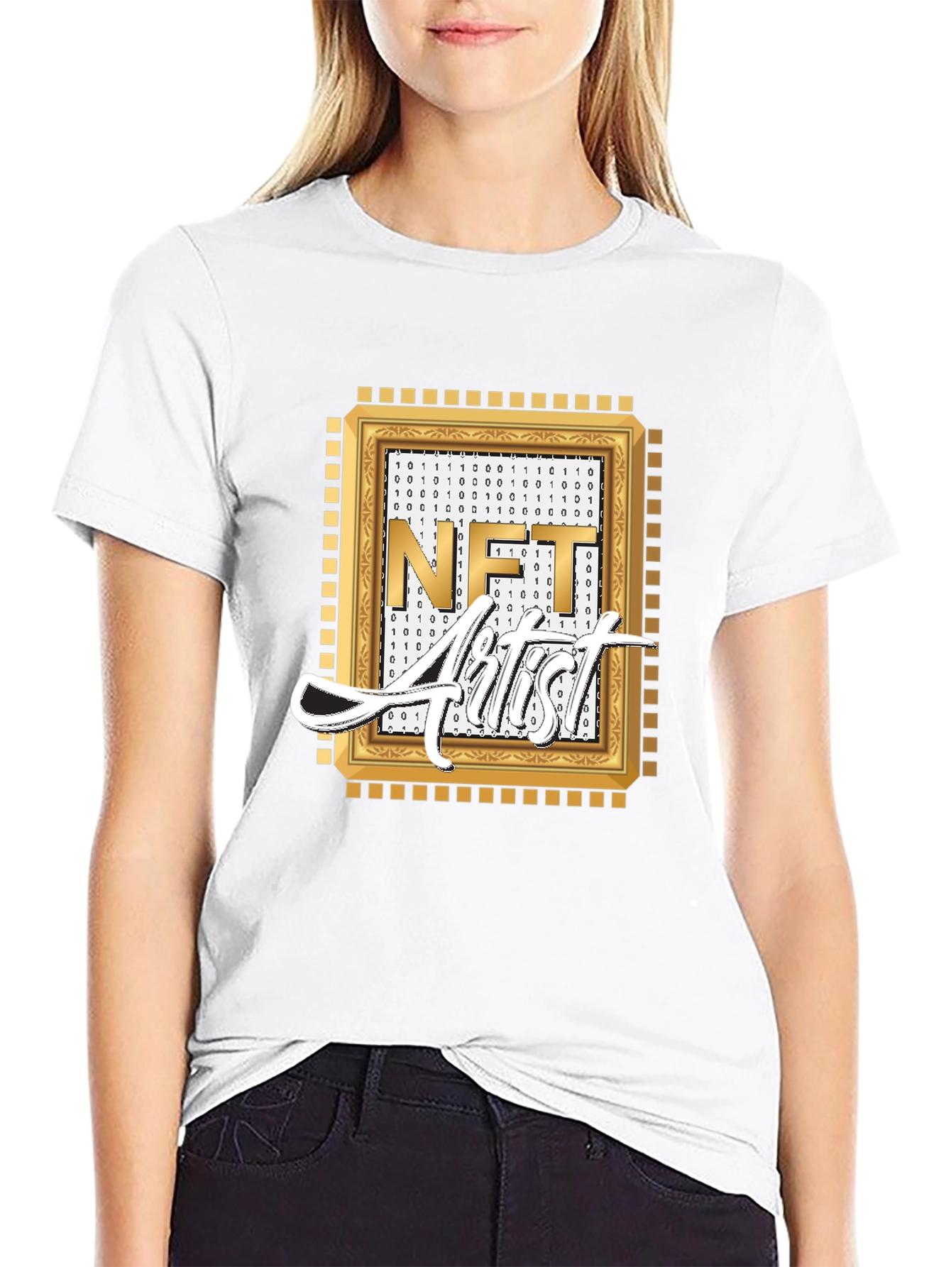 NFT Artist Graphic Tee - Black Cotton Blend T-Shirt