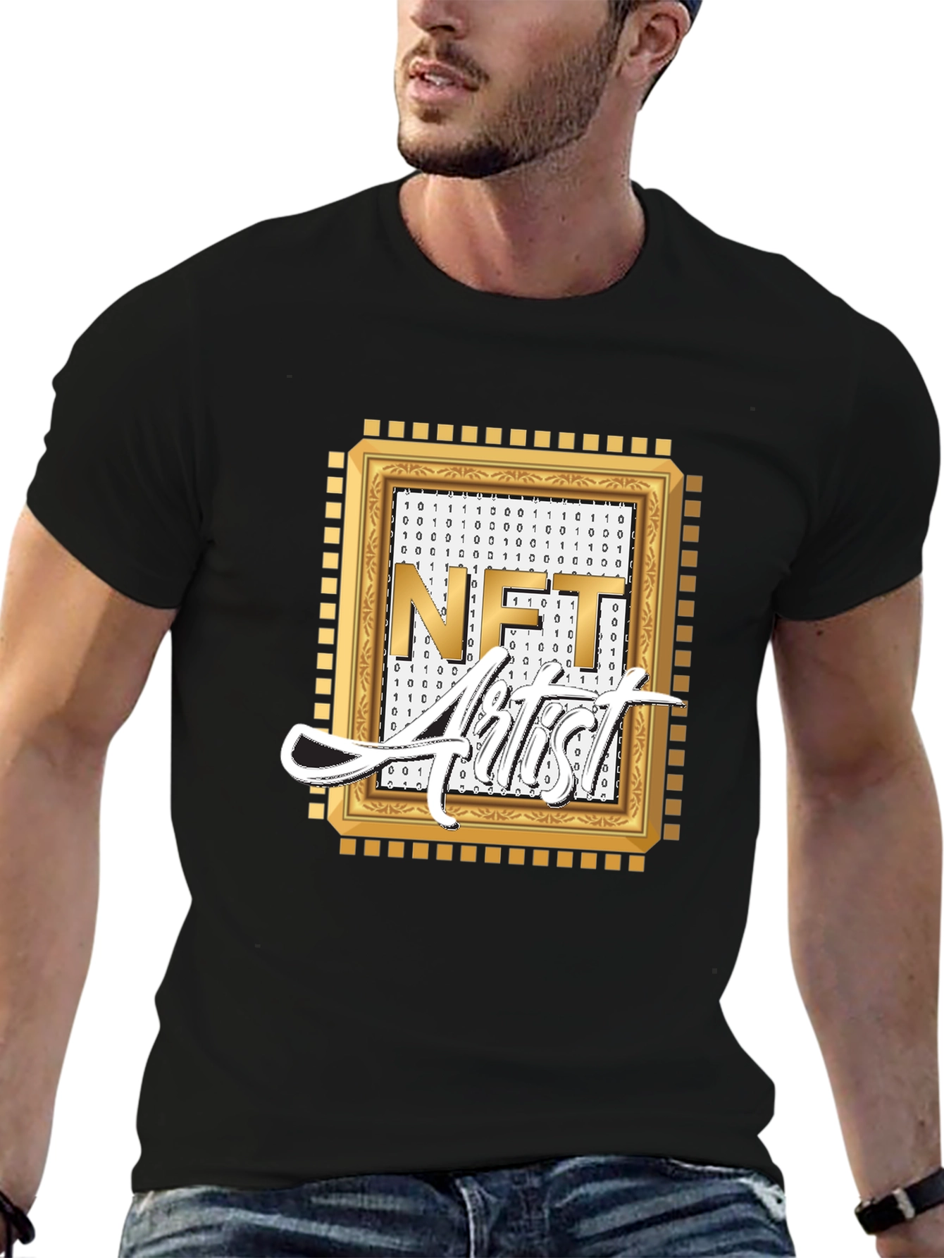 NFT Artist Graphic Tee - Black Cotton Blend T-Shirt