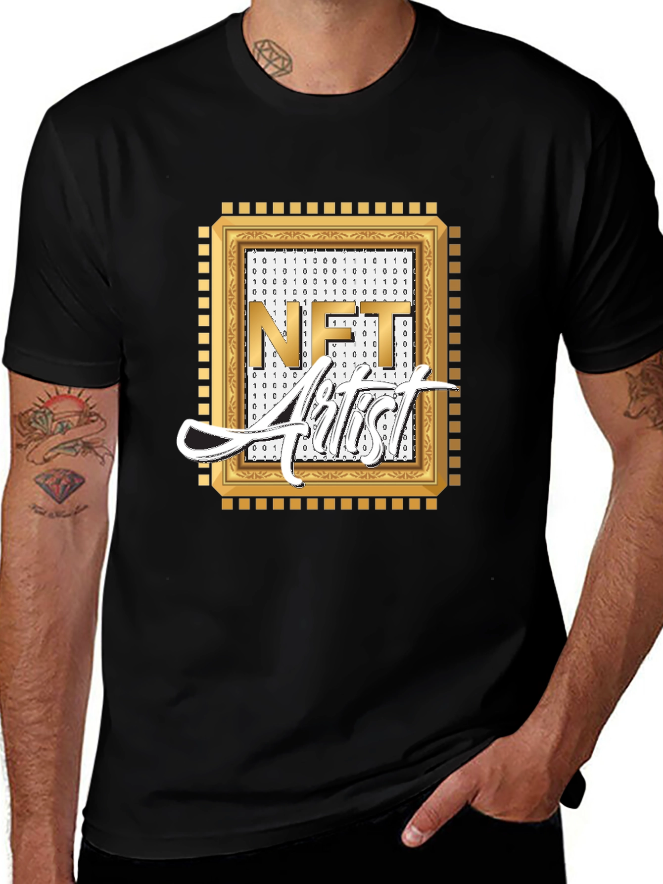 NFT Artist Graphic Tee - Black Cotton Blend T-Shirt
