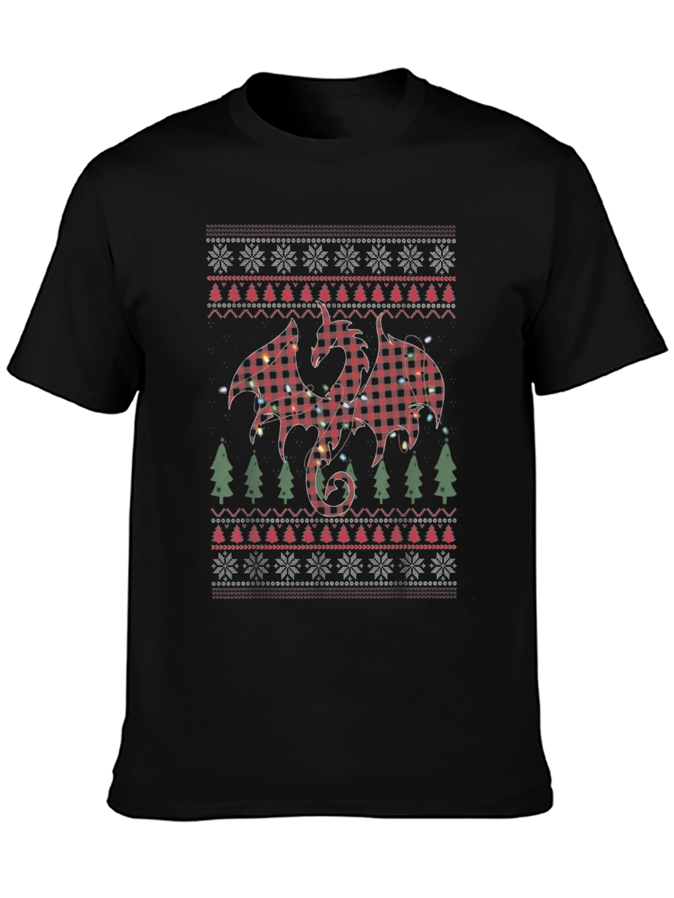 Plaid Dragon Christmas T-Shirt