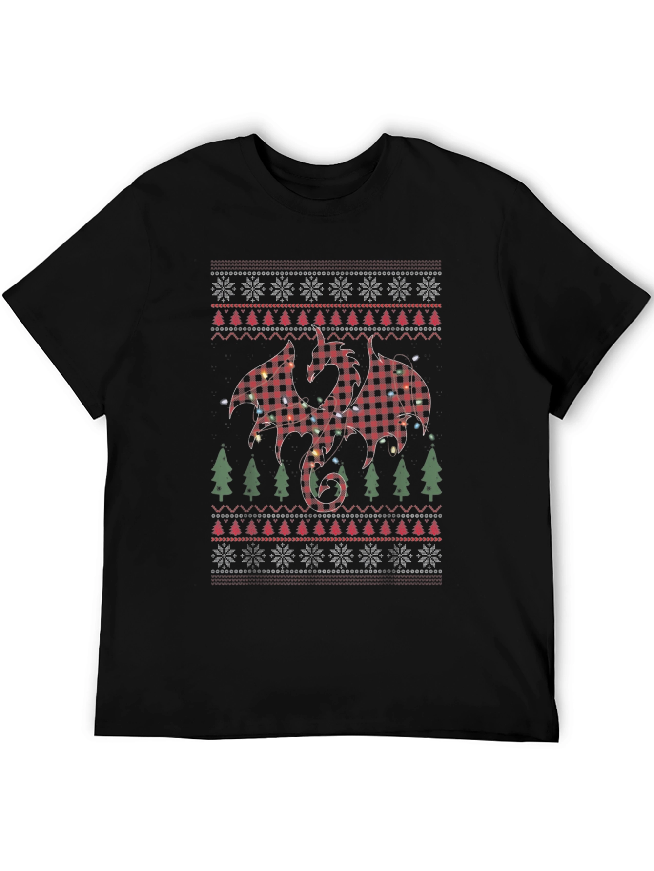 Plaid Dragon Christmas T-Shirt