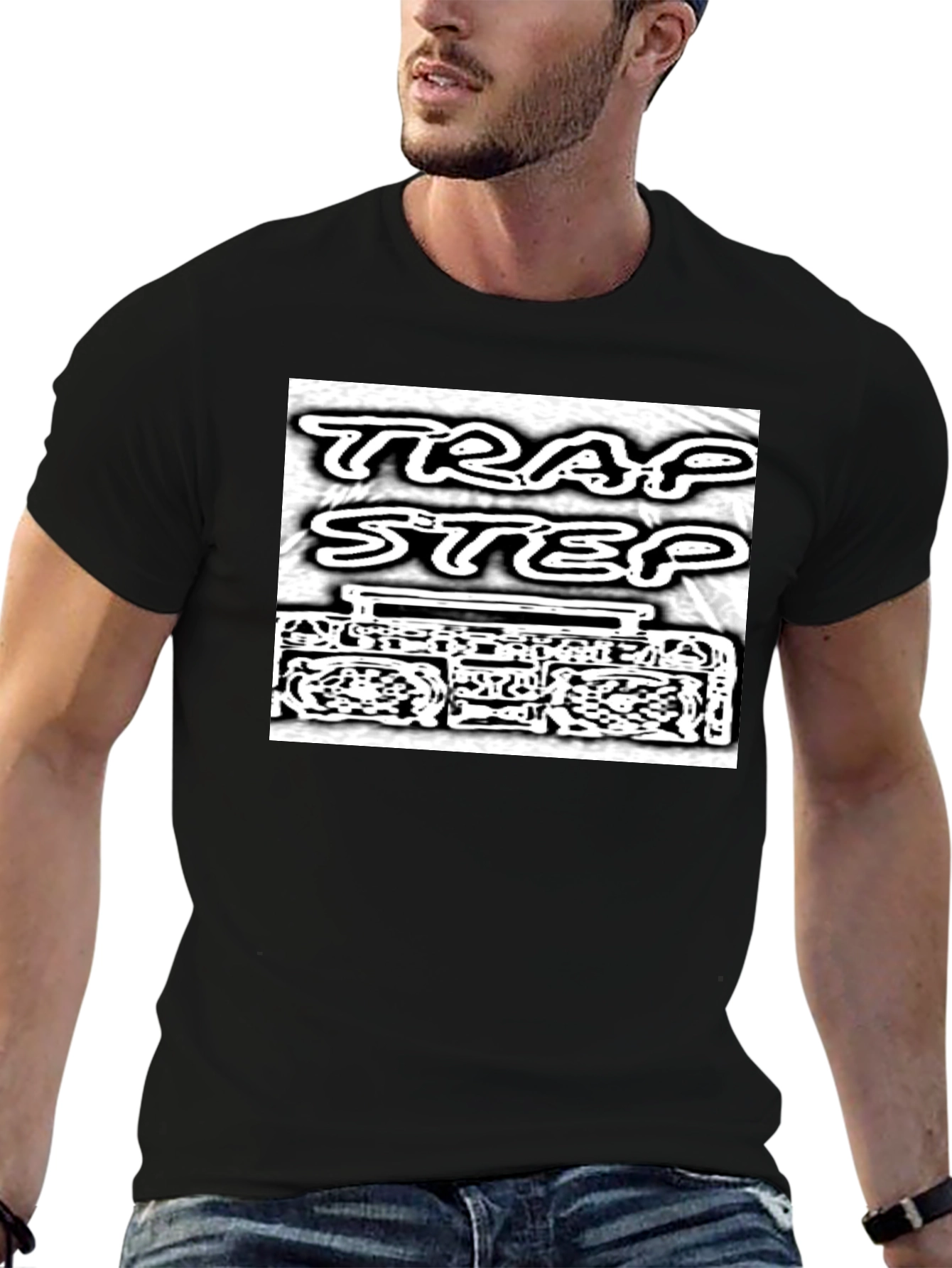 Trap Step Graphic T-Shirt - Black Cotton Tee