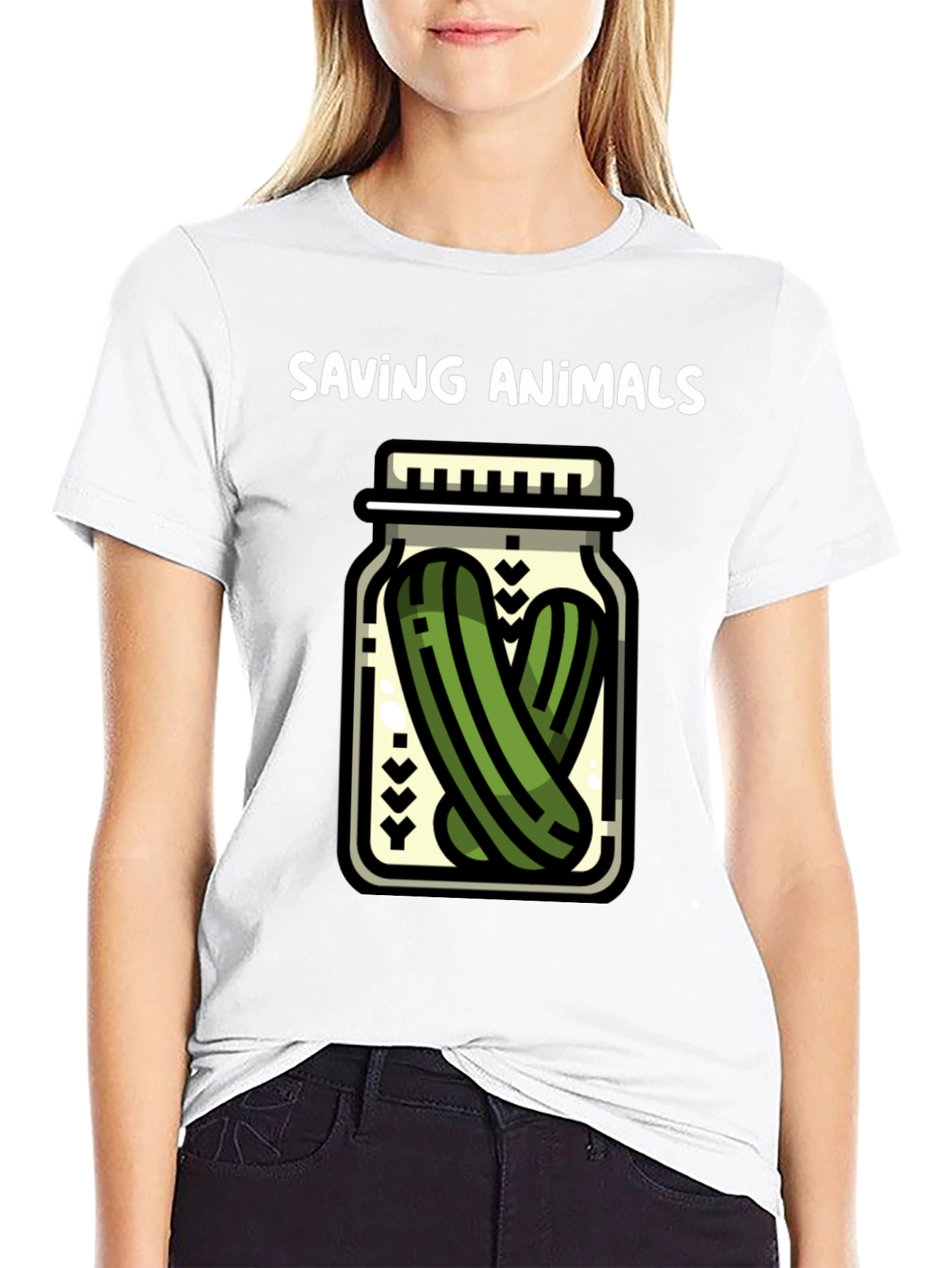 Saving Animals Pickle Jar Graphic T-Shirt