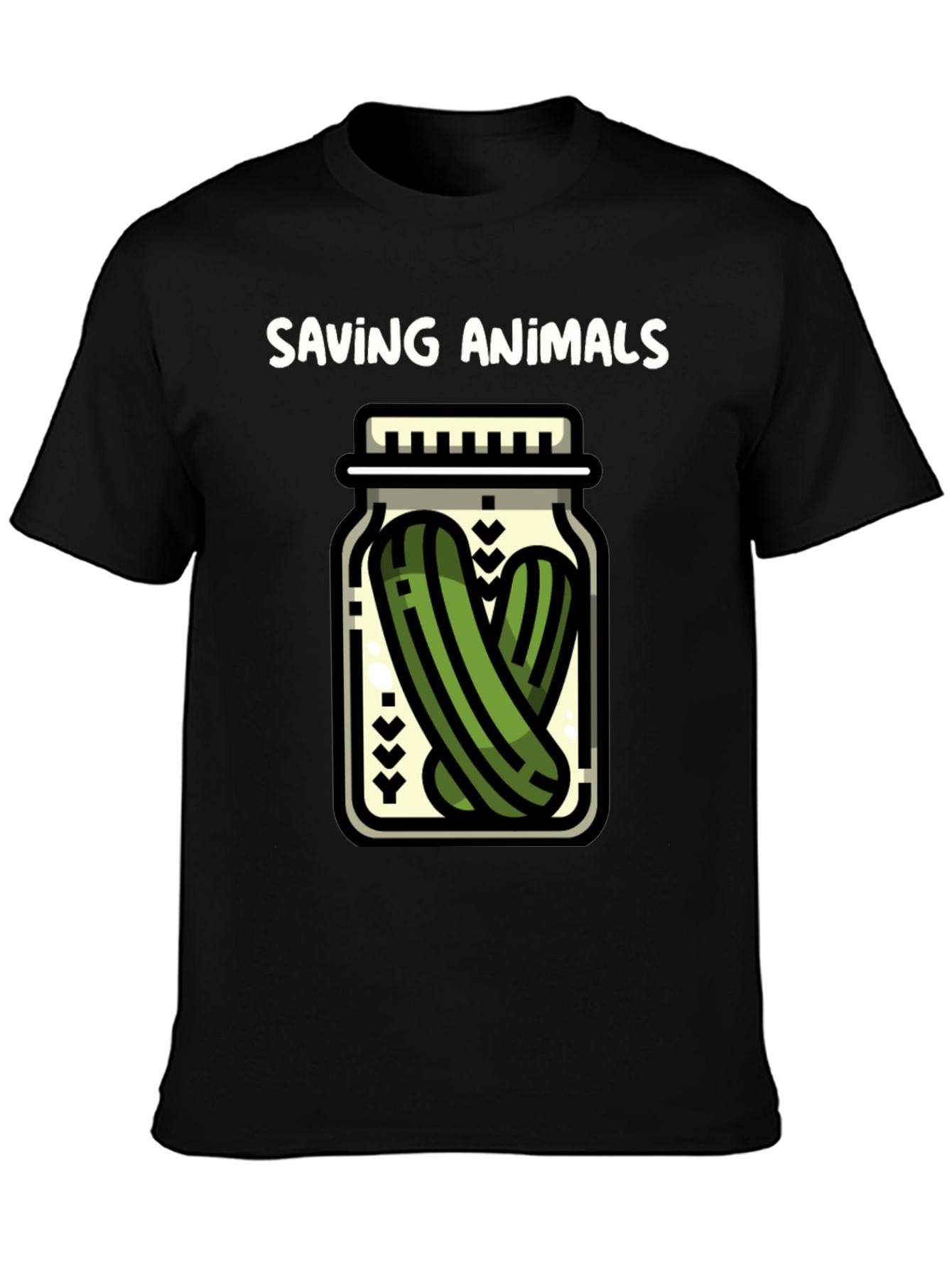 Saving Animals Pickle Jar Graphic T-Shirt