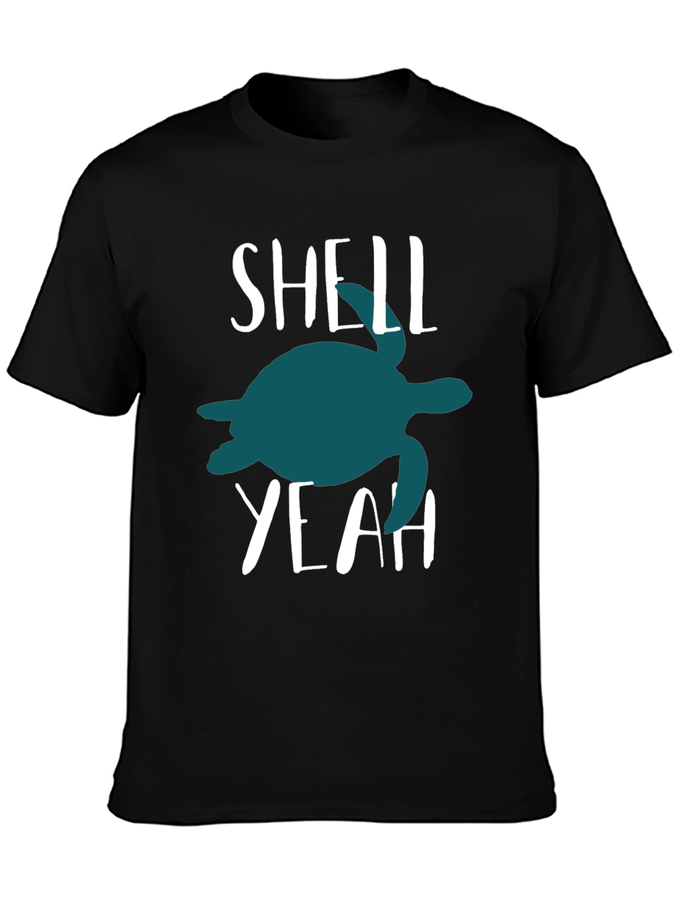 Shell Yeah Turtle Graphic Tee - Black Cotton T-Shirt
