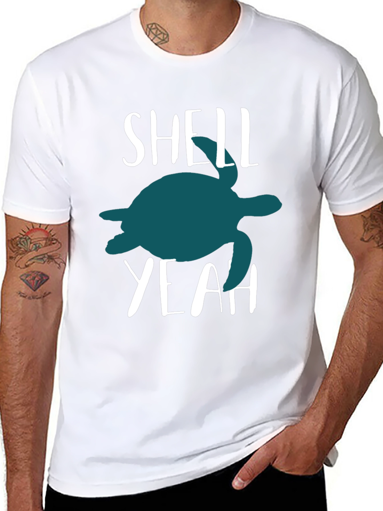 Shell Yeah Turtle Graphic Tee - Black Cotton T-Shirt
