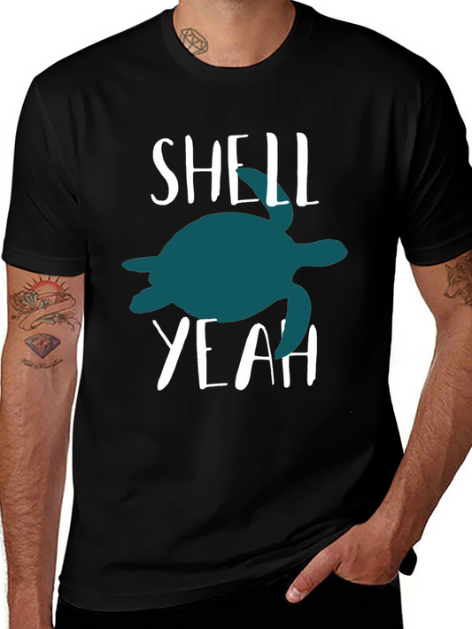 Shell Yeah Turtle Graphic Tee - Black Cotton T-Shirt