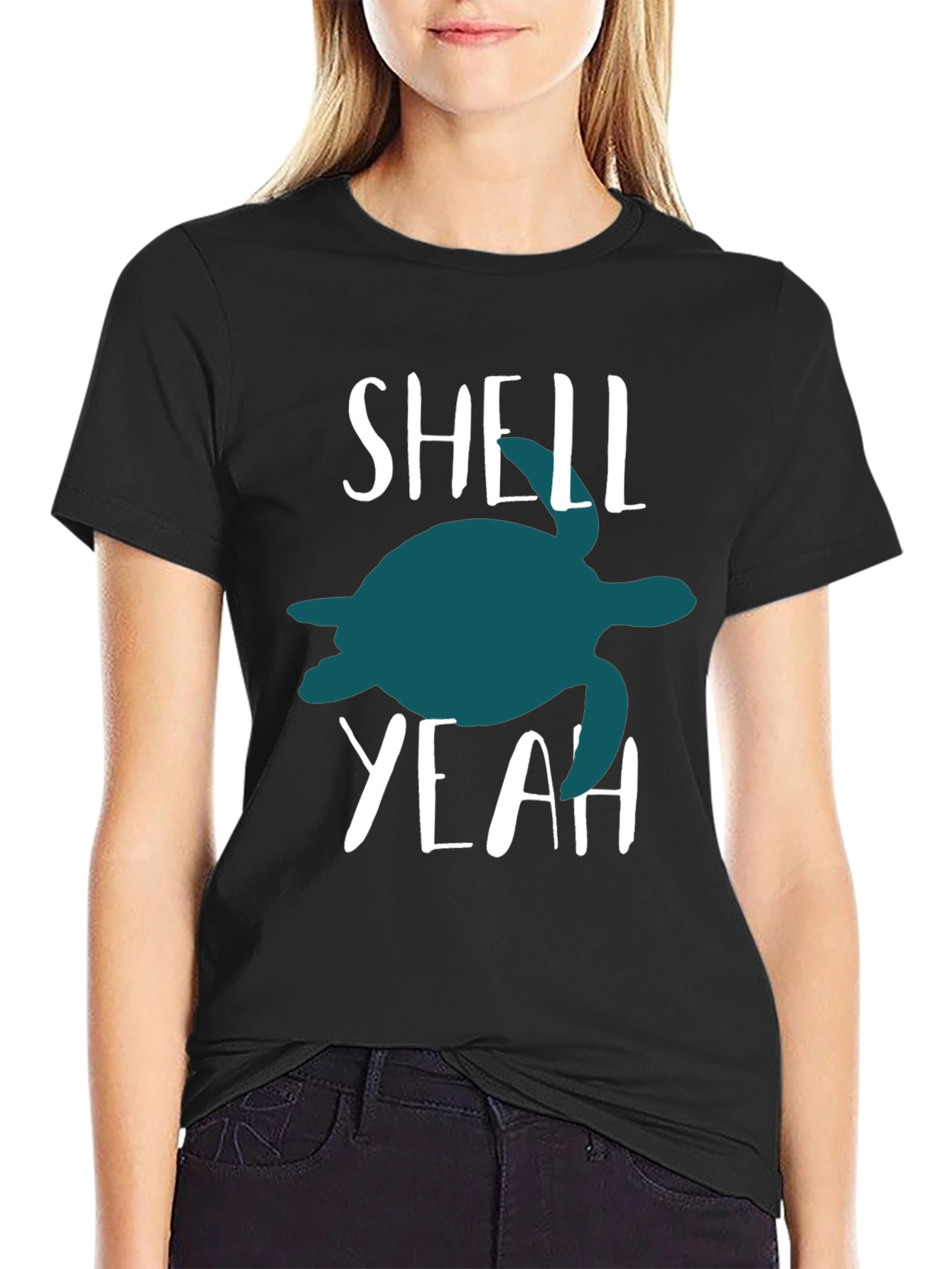Shell Yeah Turtle Graphic Tee - Black Cotton T-Shirt