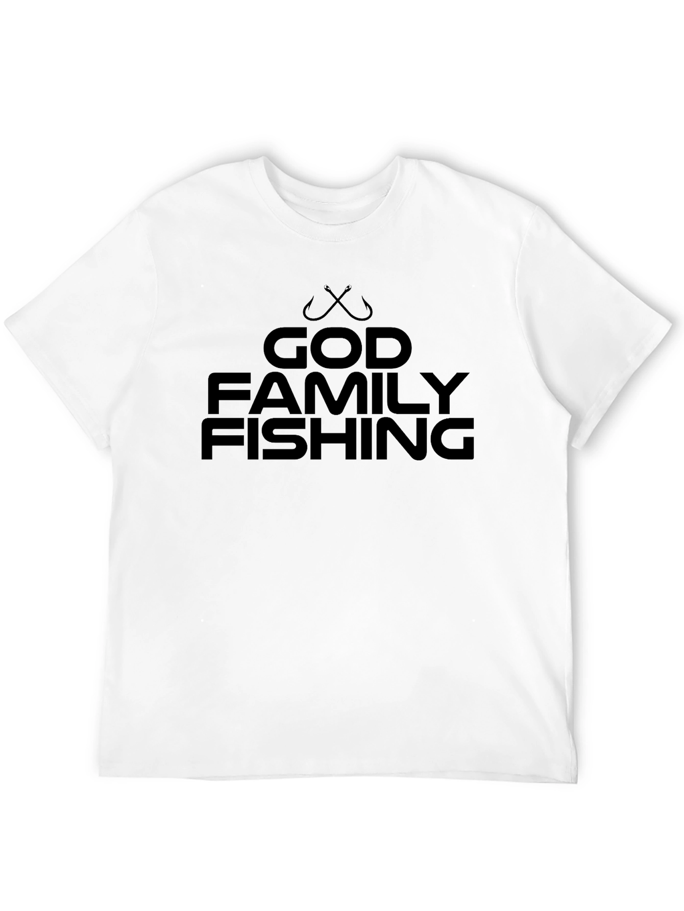 God Family Fishing T-Shirt - Black Crew Neck Tee