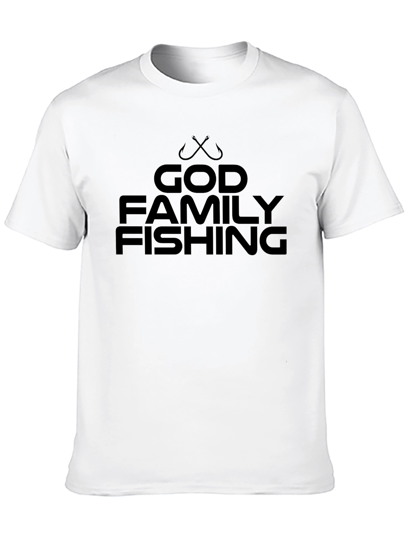 God Family Fishing T-Shirt - Black Crew Neck Tee