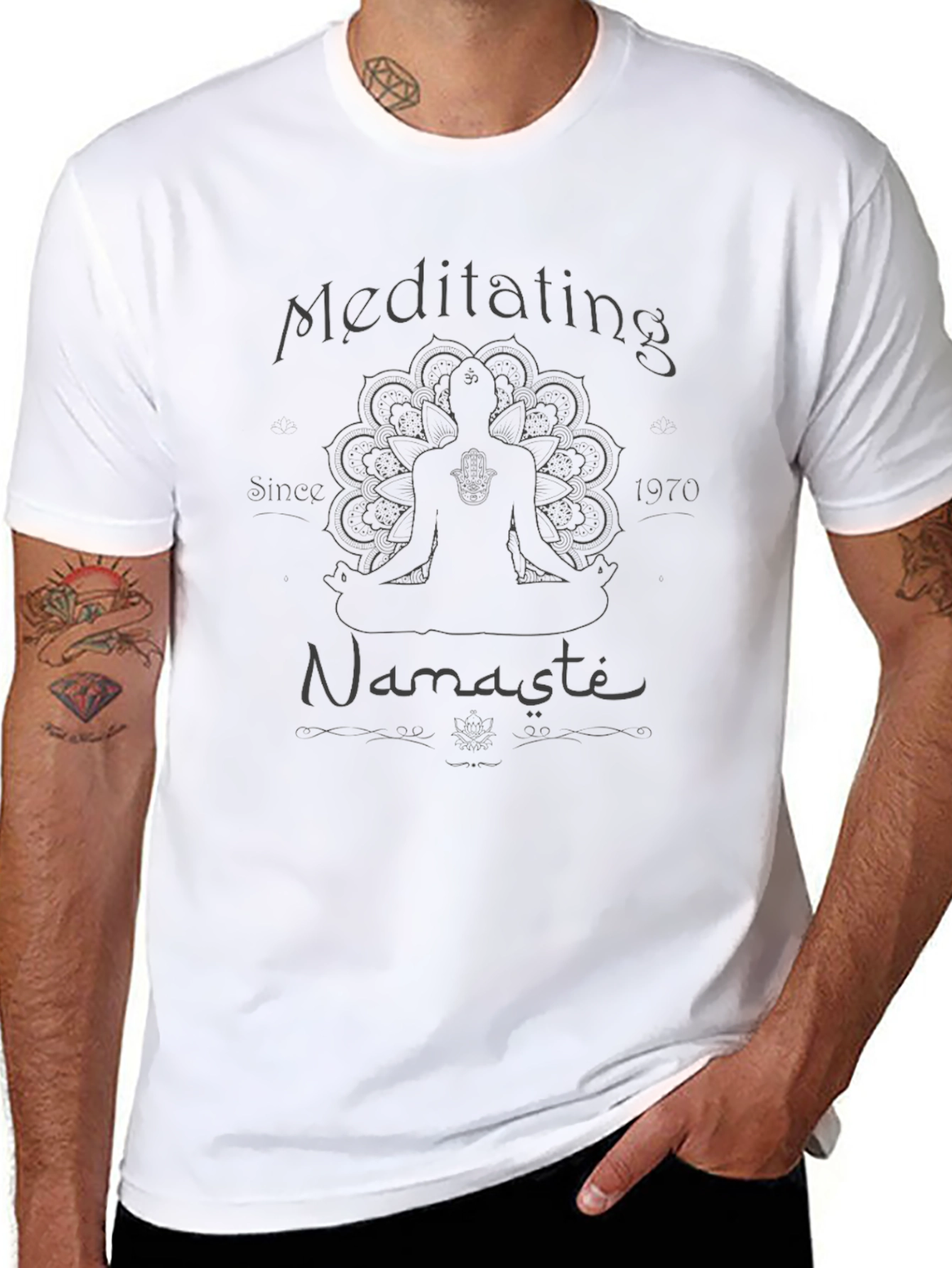 Meditating Since 1970 Black T-Shirt