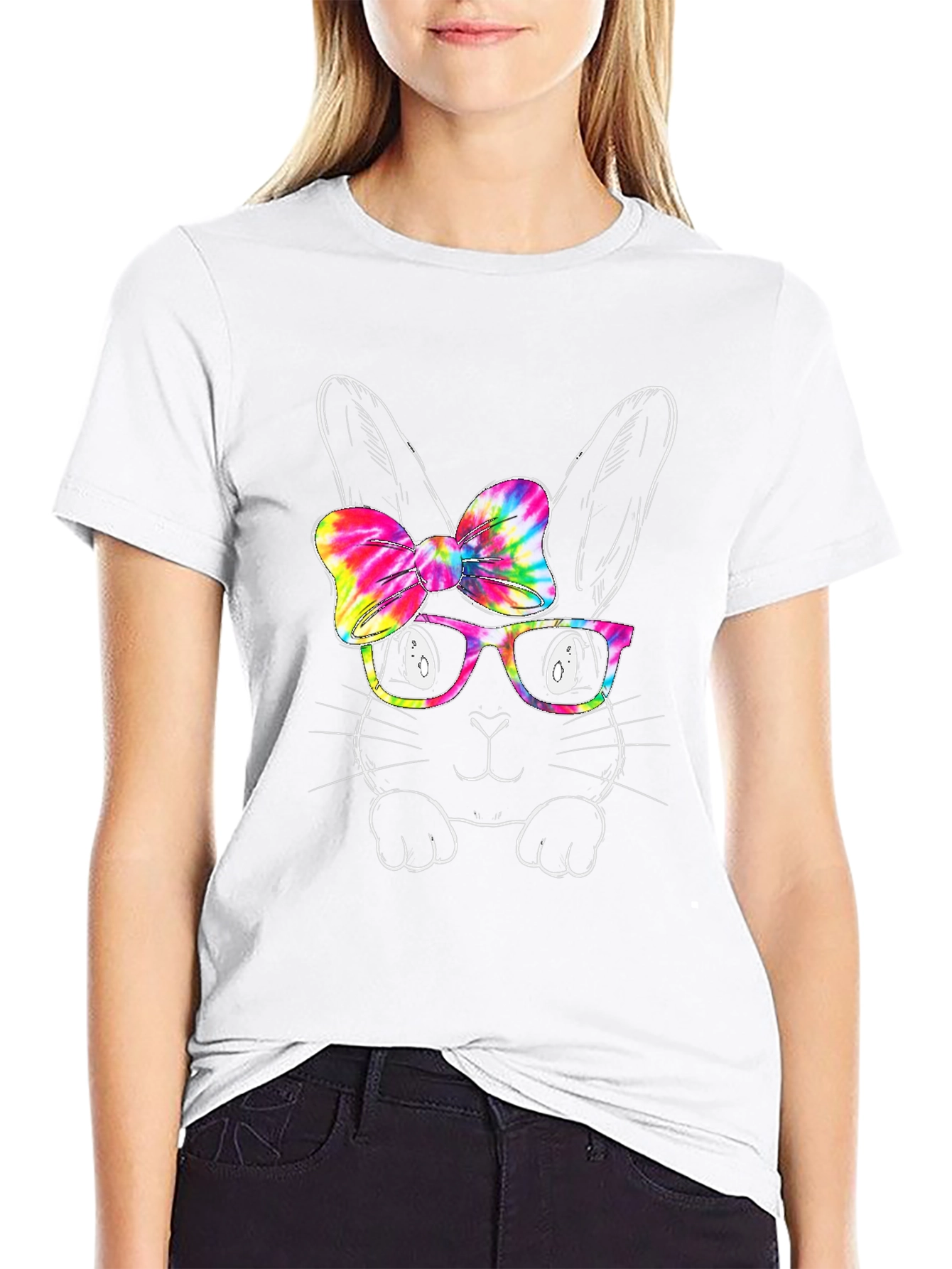 Easter Bunny Tie Dye Bow T-Shirt