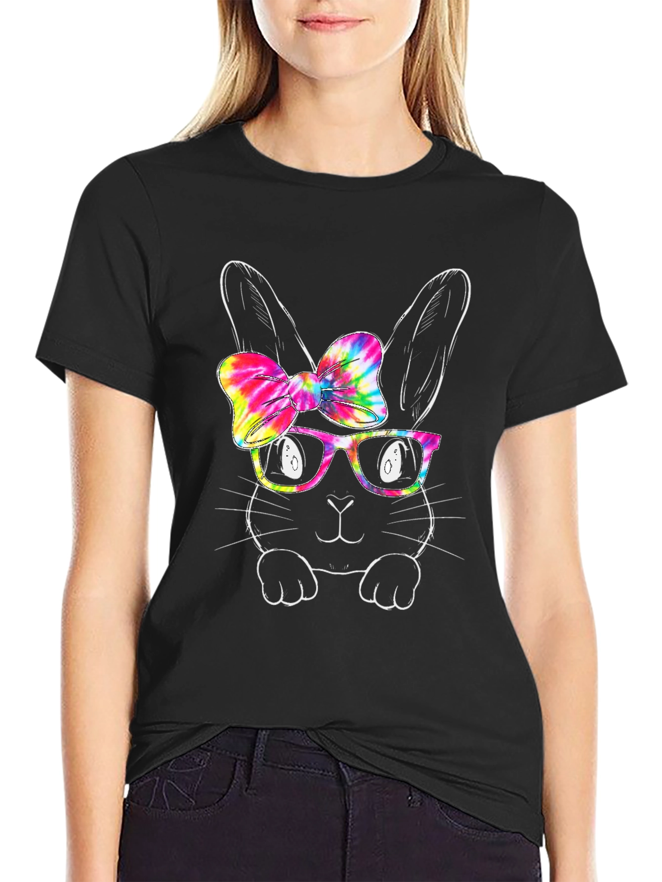 Easter Bunny Tie Dye Bow T-Shirt