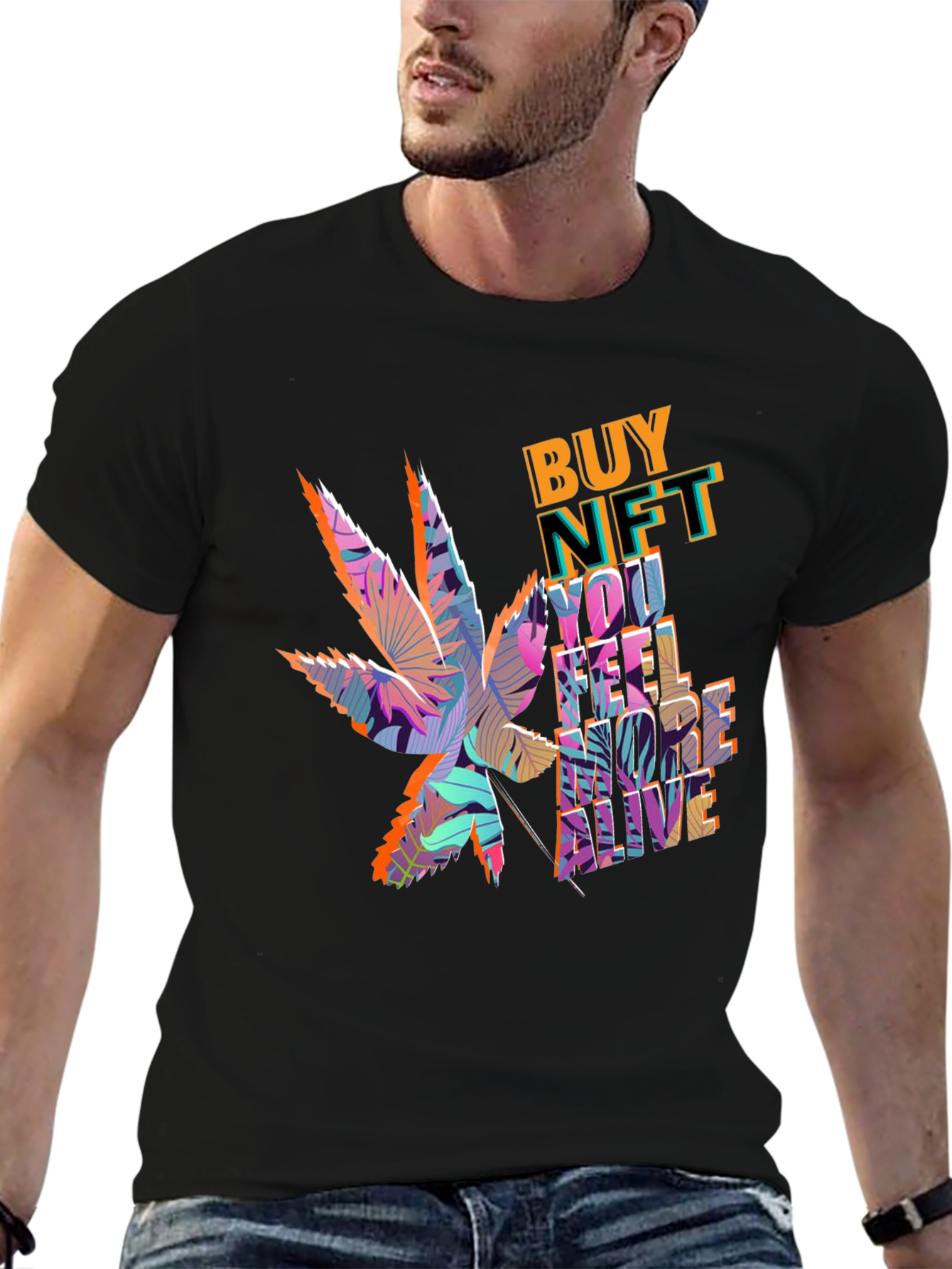 Buy NFT Marijuana Leaf Graphic Tee