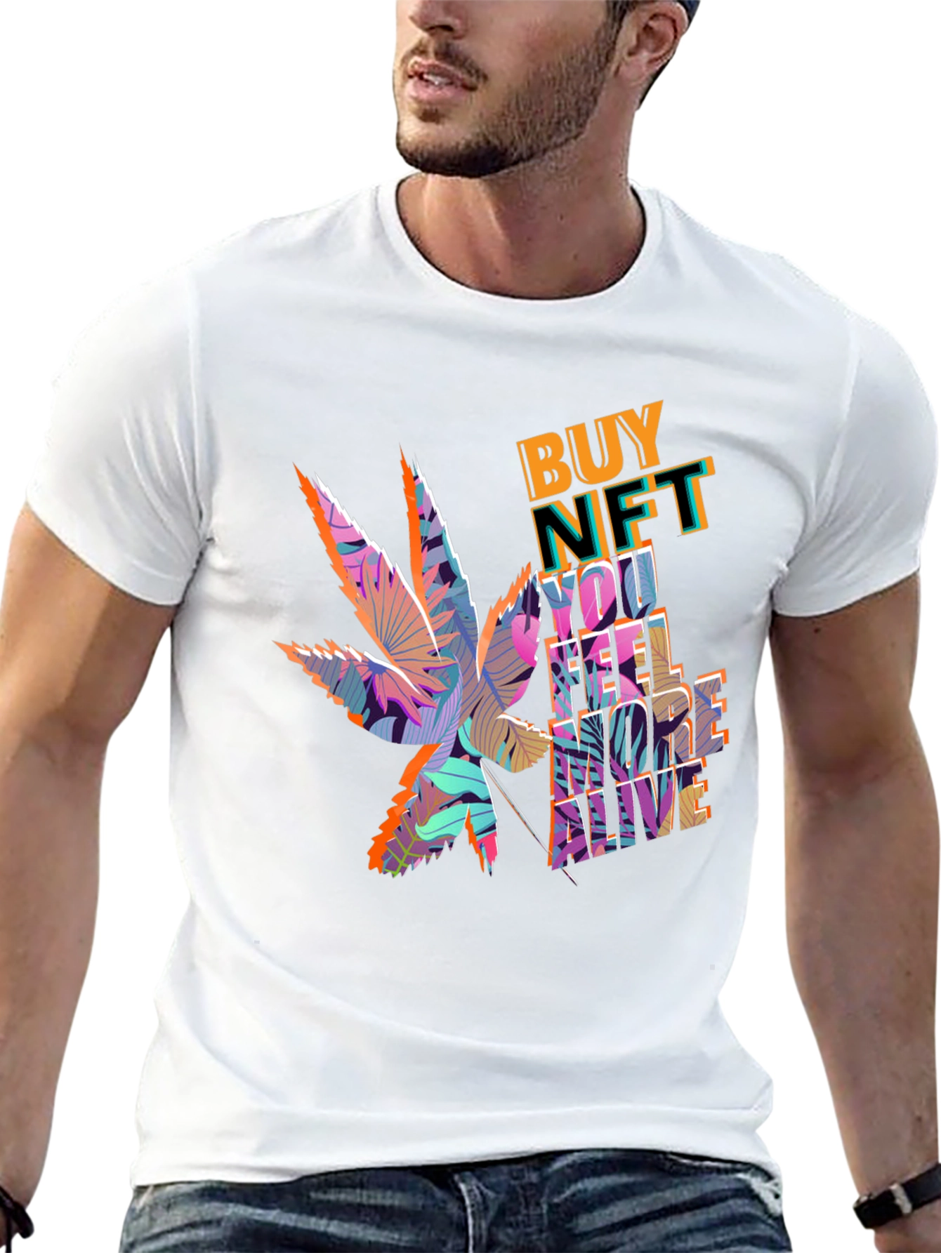 Buy NFT Marijuana Leaf Graphic Tee