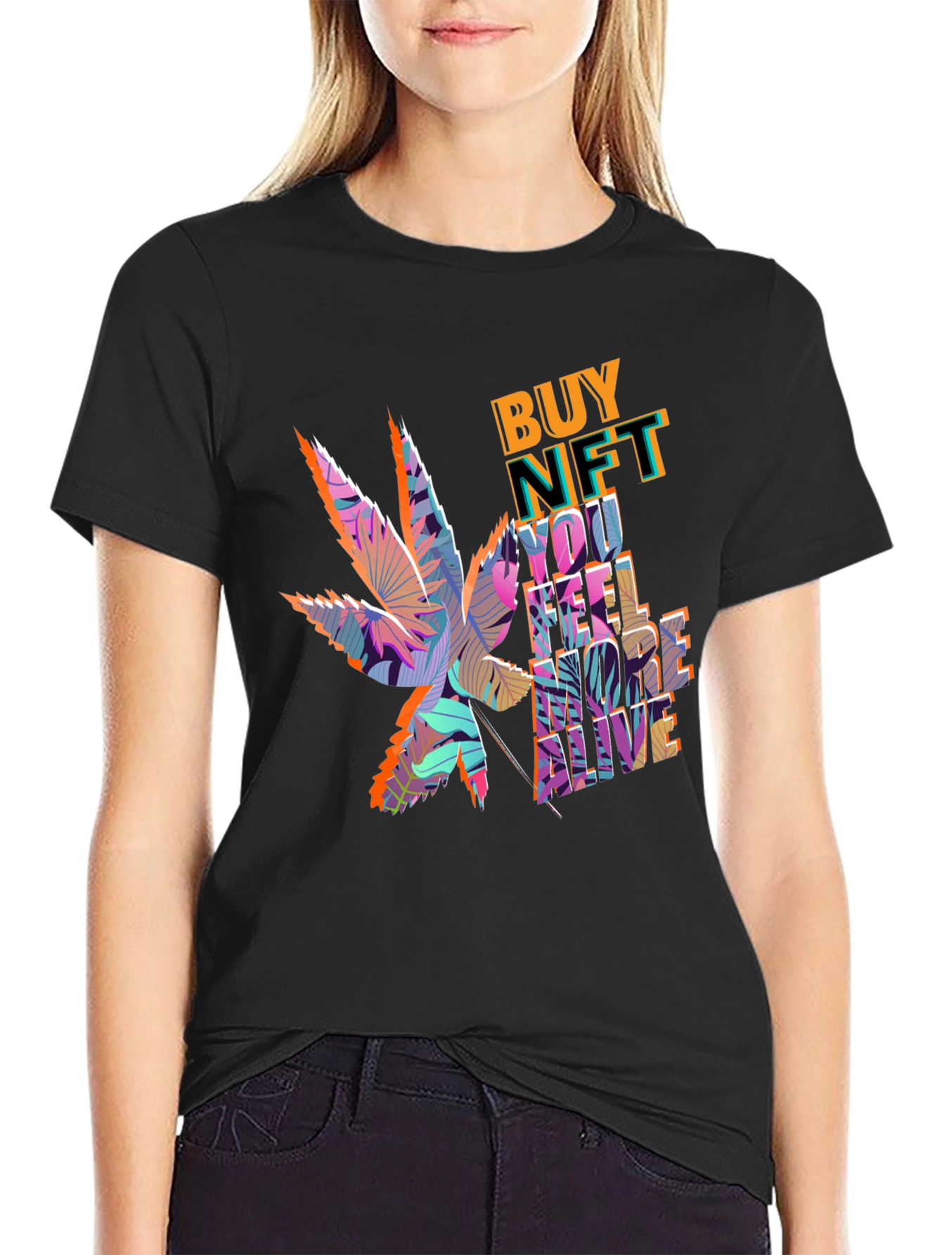 Buy NFT Marijuana Leaf Graphic Tee