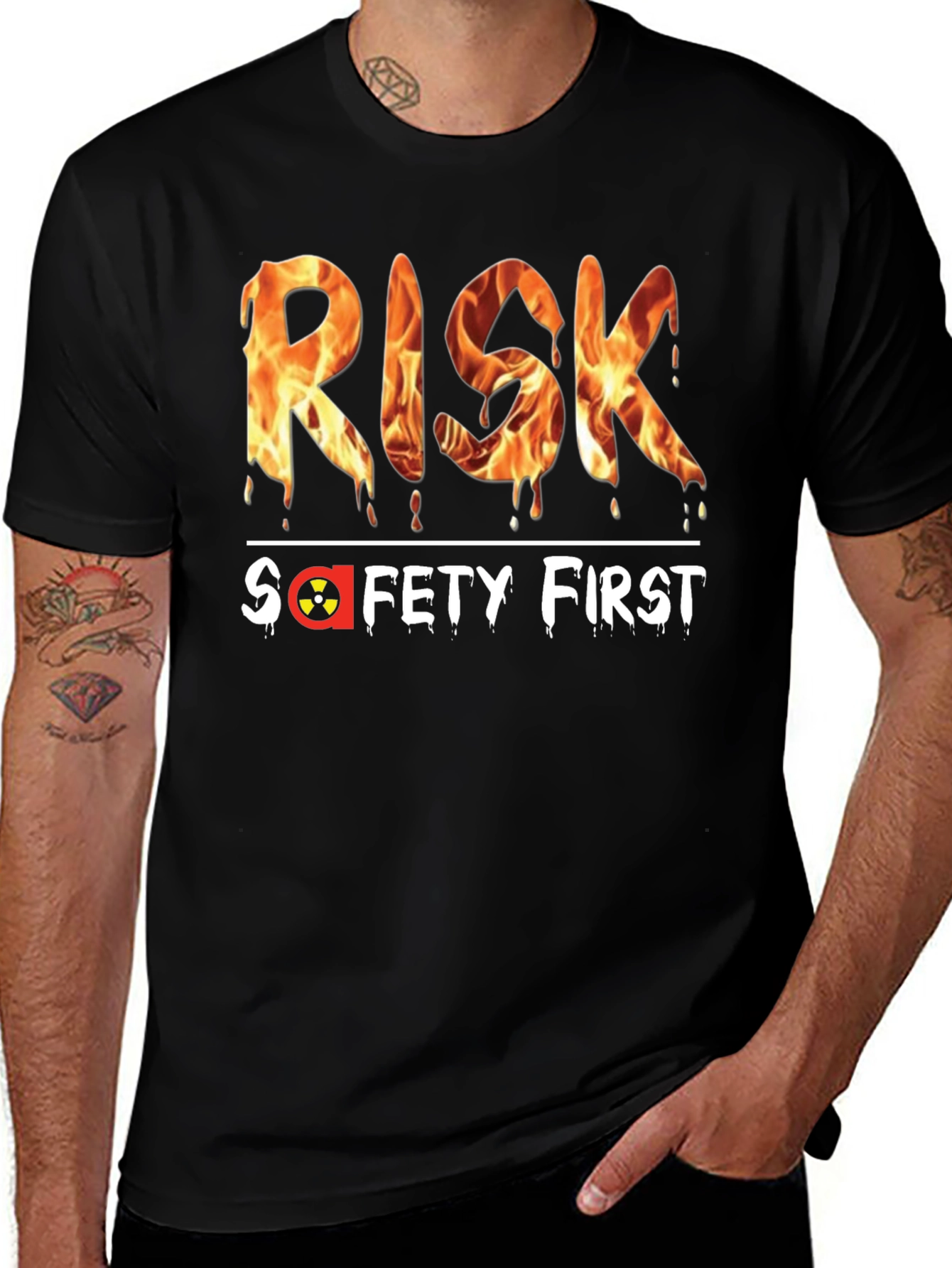 Risk Safety First Graphic Black T-Shirt