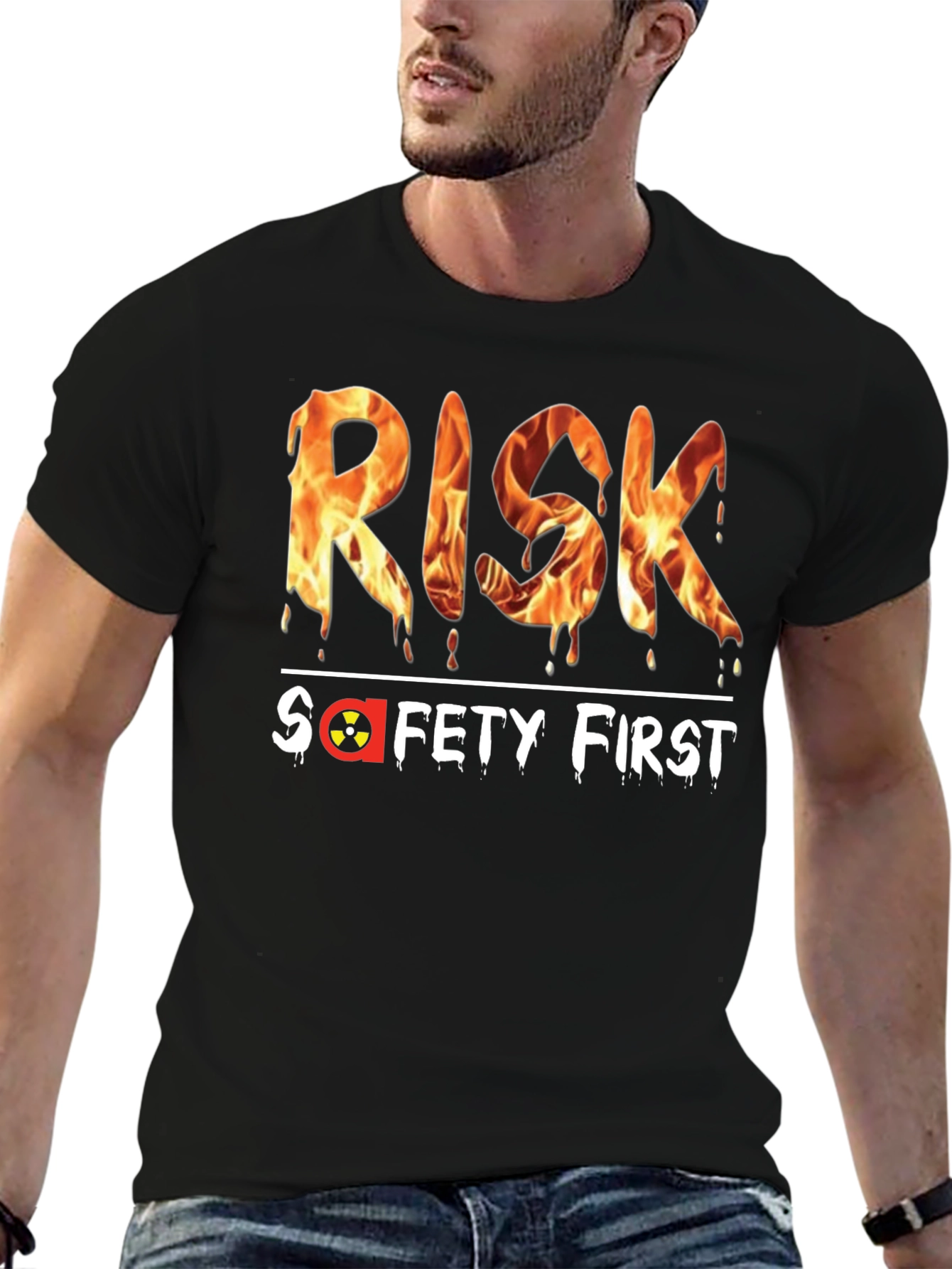Risk Safety First Graphic Black T-Shirt