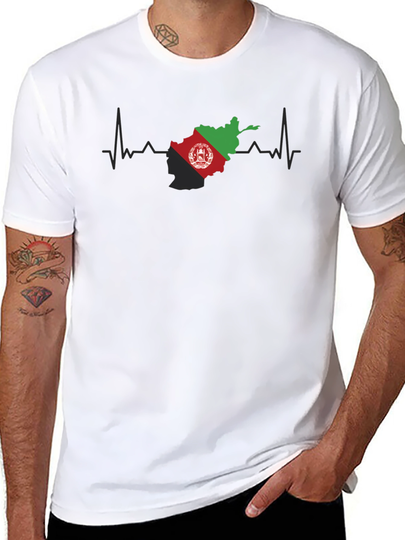 Afghanistan Flag Heartbeat Graphic Tee