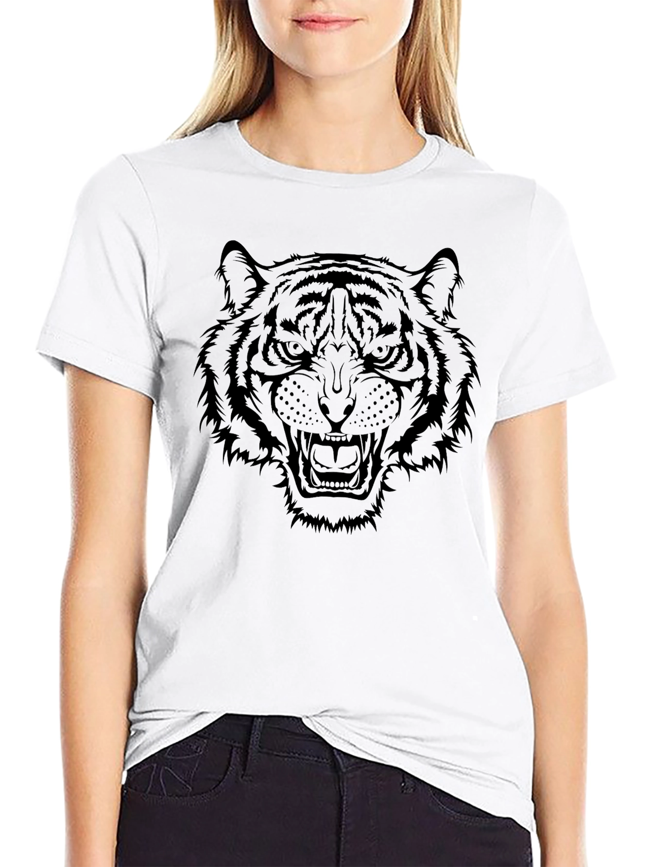 Mens Black Tiger Graphic T-Shirt