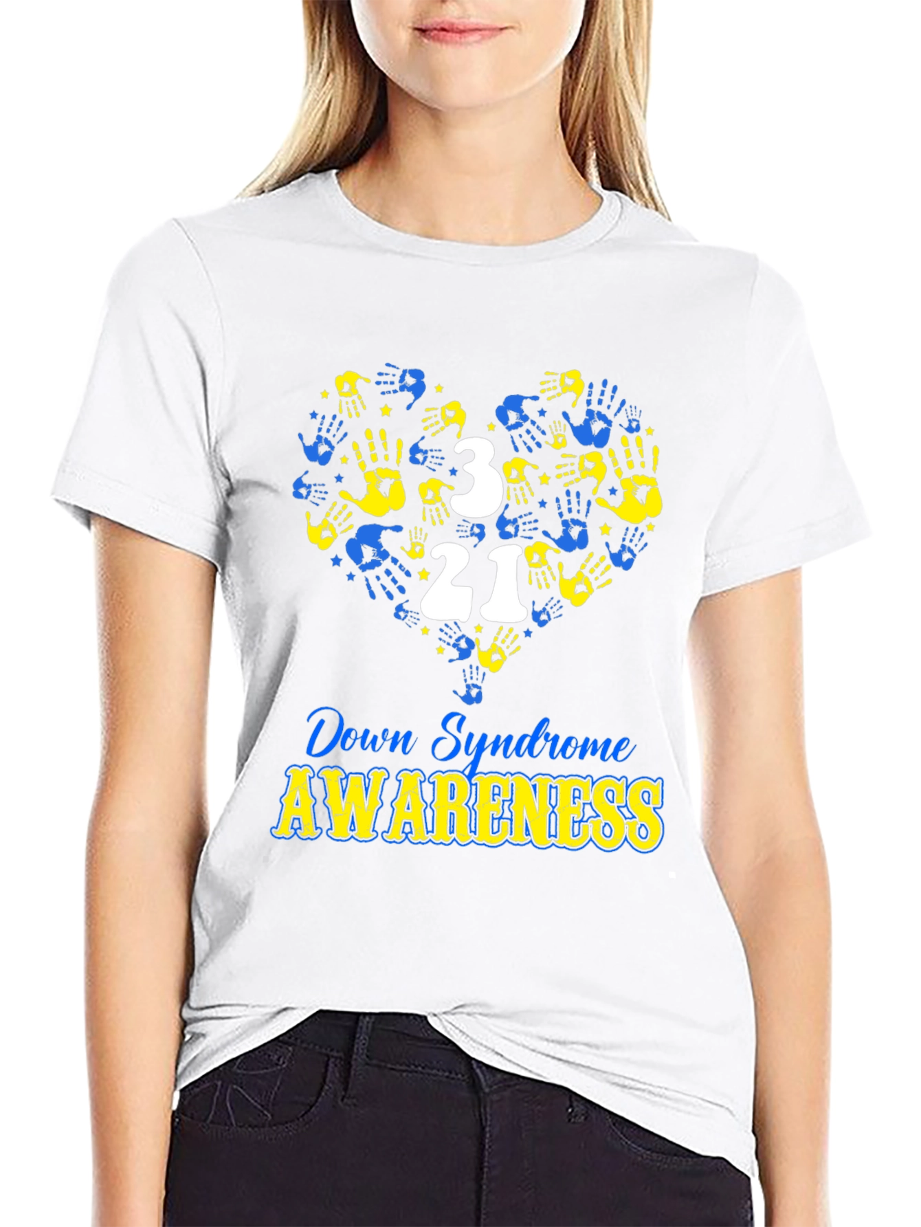 Down Syndrome Awareness T-Shirt Heart Hand Design