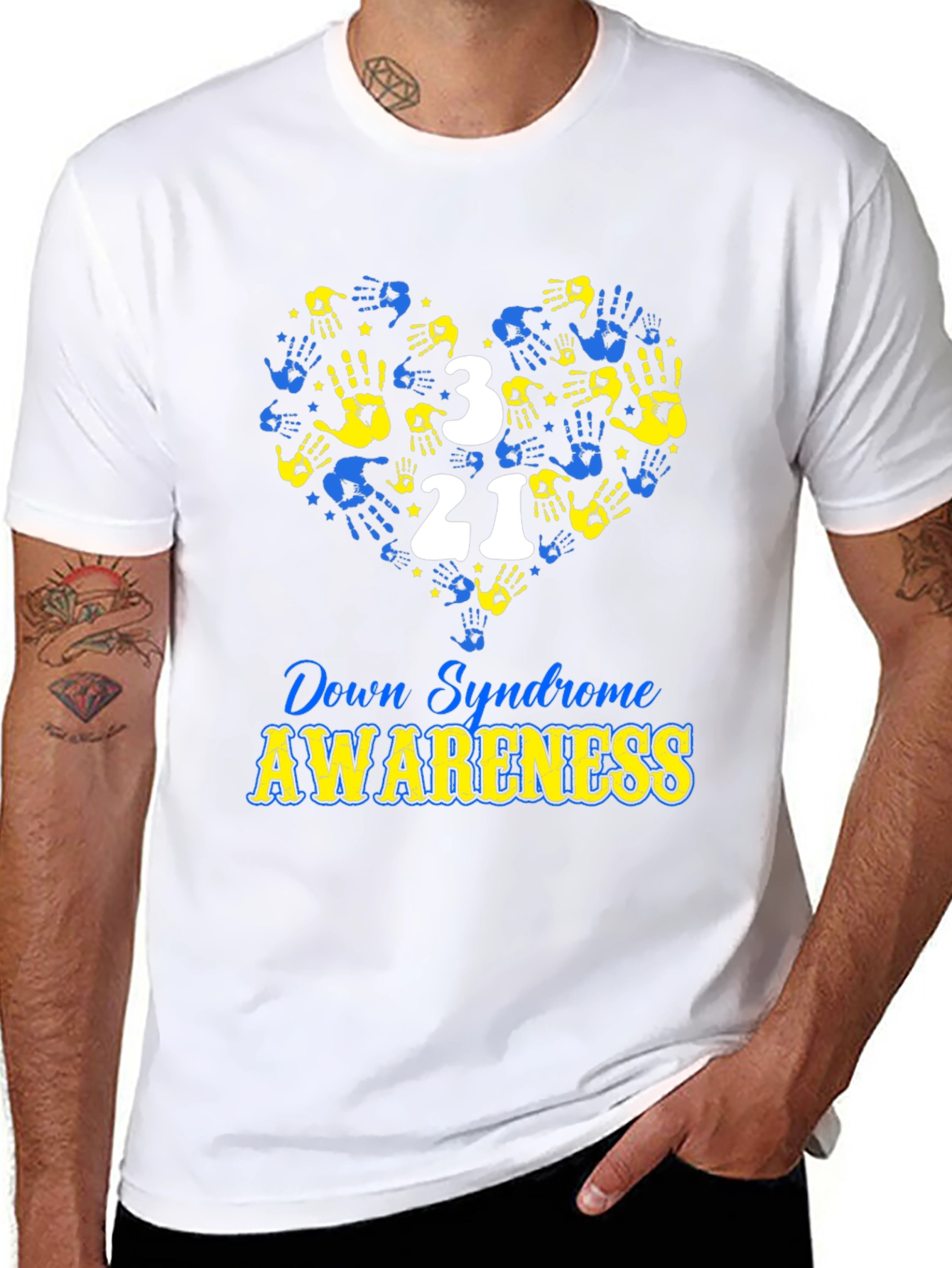 Down Syndrome Awareness T-Shirt Heart Hand Design