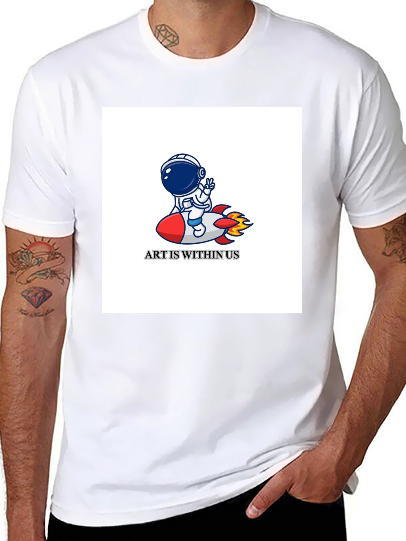 Art Within Us Astronaut Rocket Graphic Tee