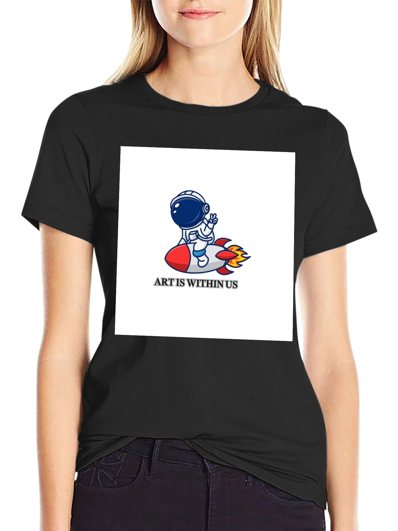 Art Within Us Astronaut Rocket Graphic Tee