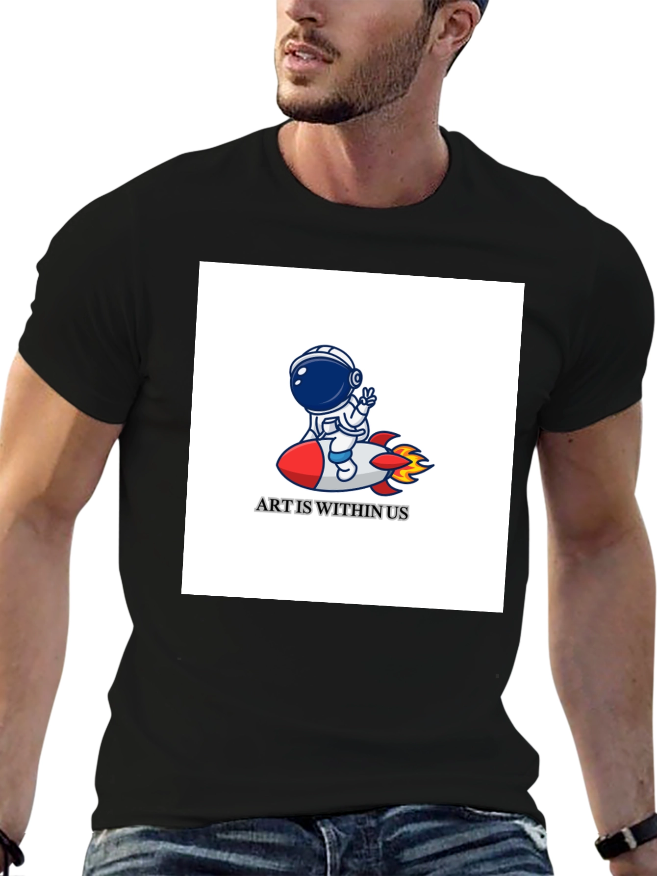 Art Within Us Astronaut Rocket Graphic Tee