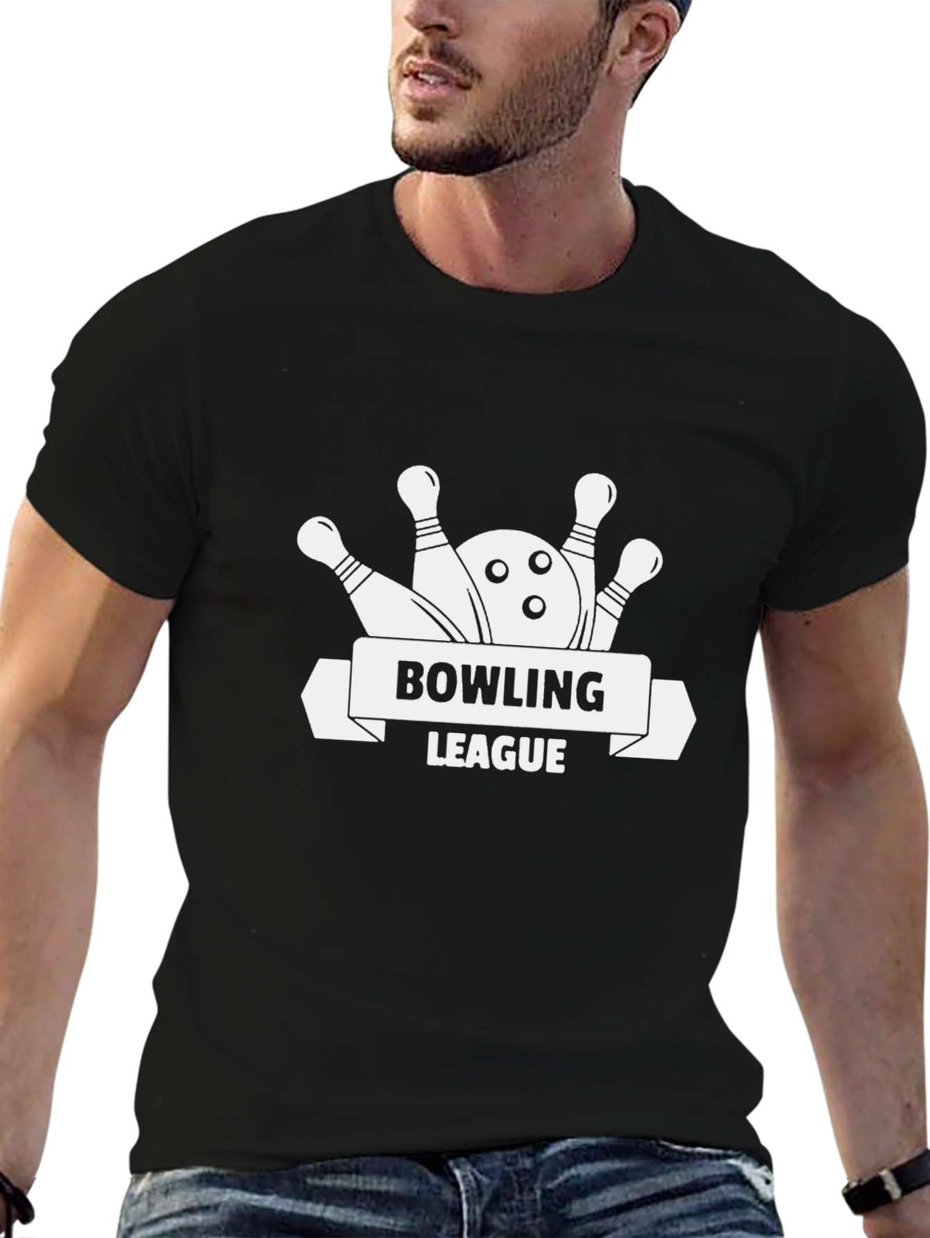 Bowling League Graphic Tee - Black